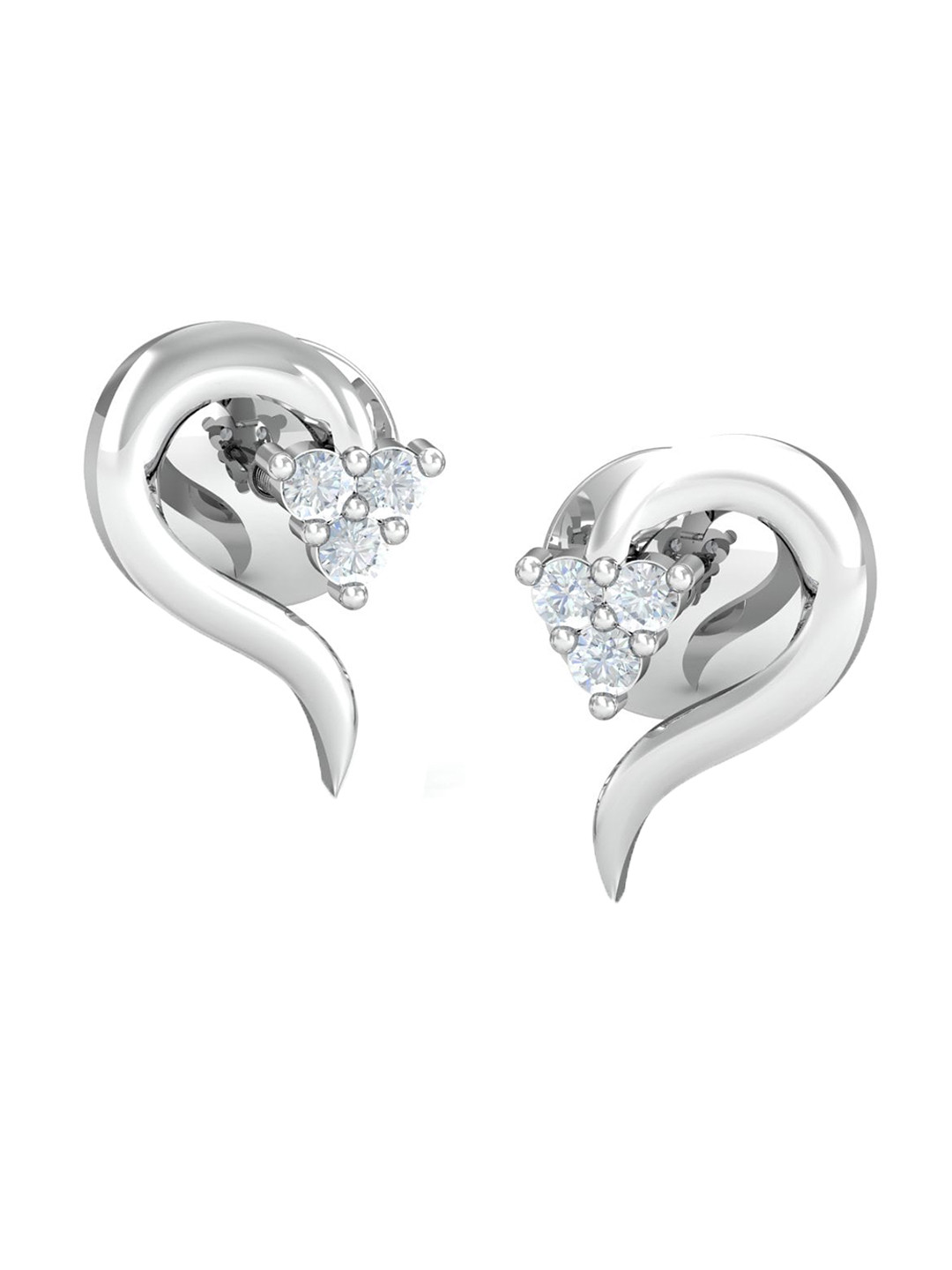 KUBERBOX Anne 18KT White Gold Diamond-Studded Stud Earrings- 1.7 gm