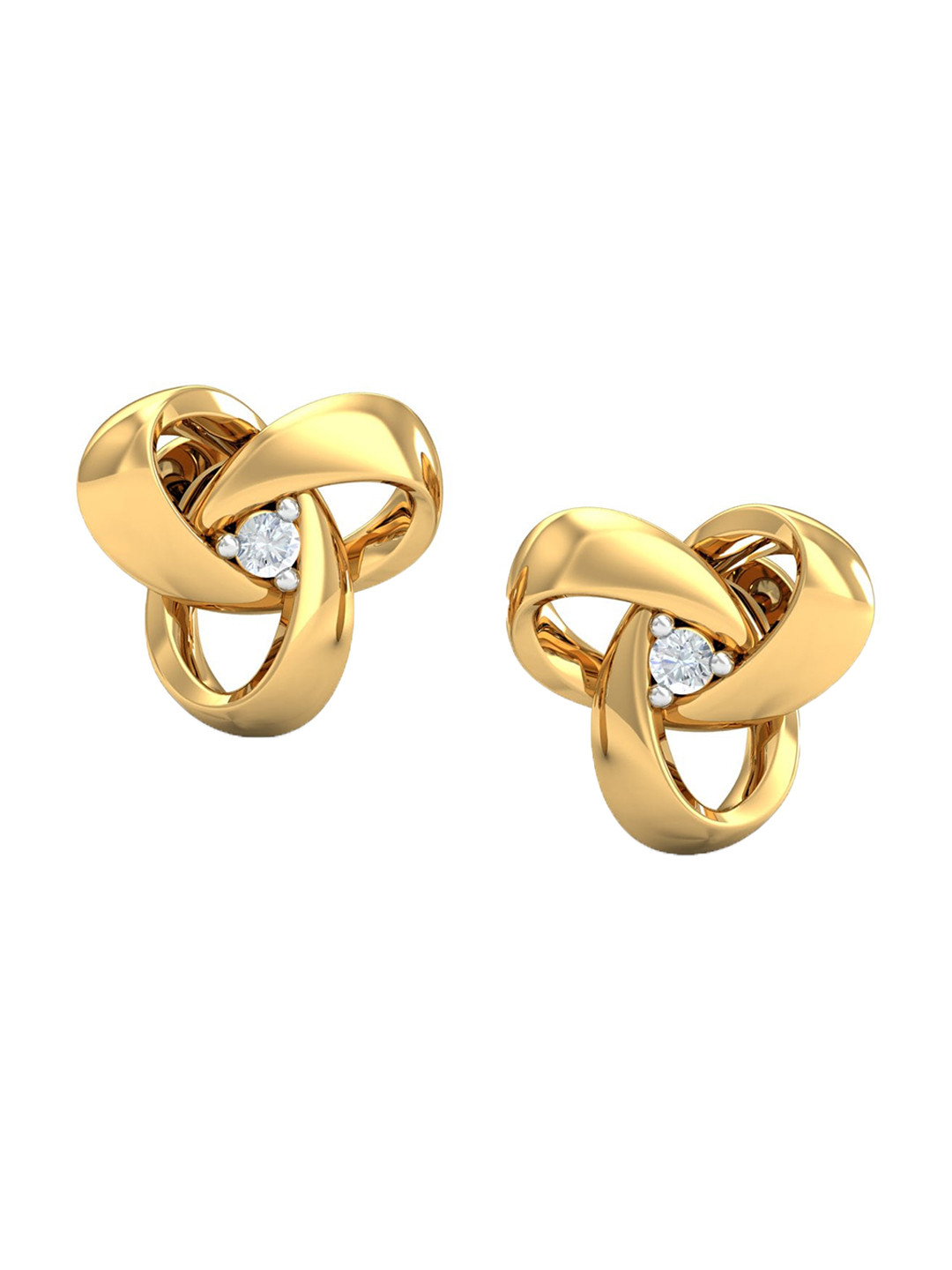 KUBERBOX 18KT Gold Diamond-Studded Stud Earrings- 2.46gm