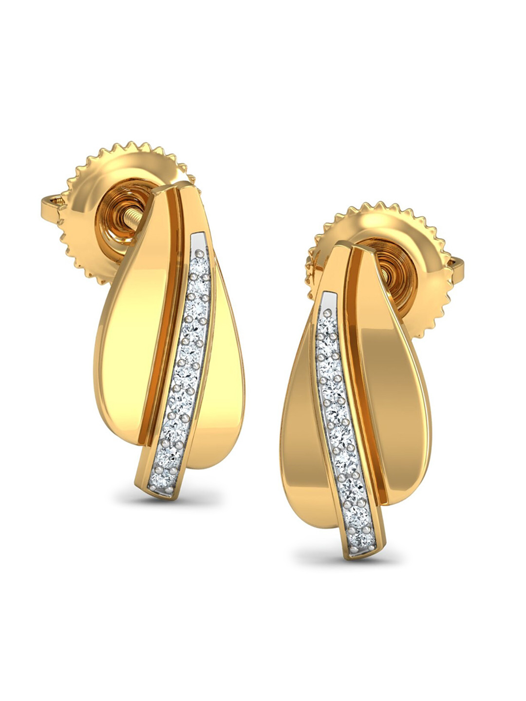 KUBERBOX Dilac 18KT Gold Diamond-Studded Earrings-1.44gm