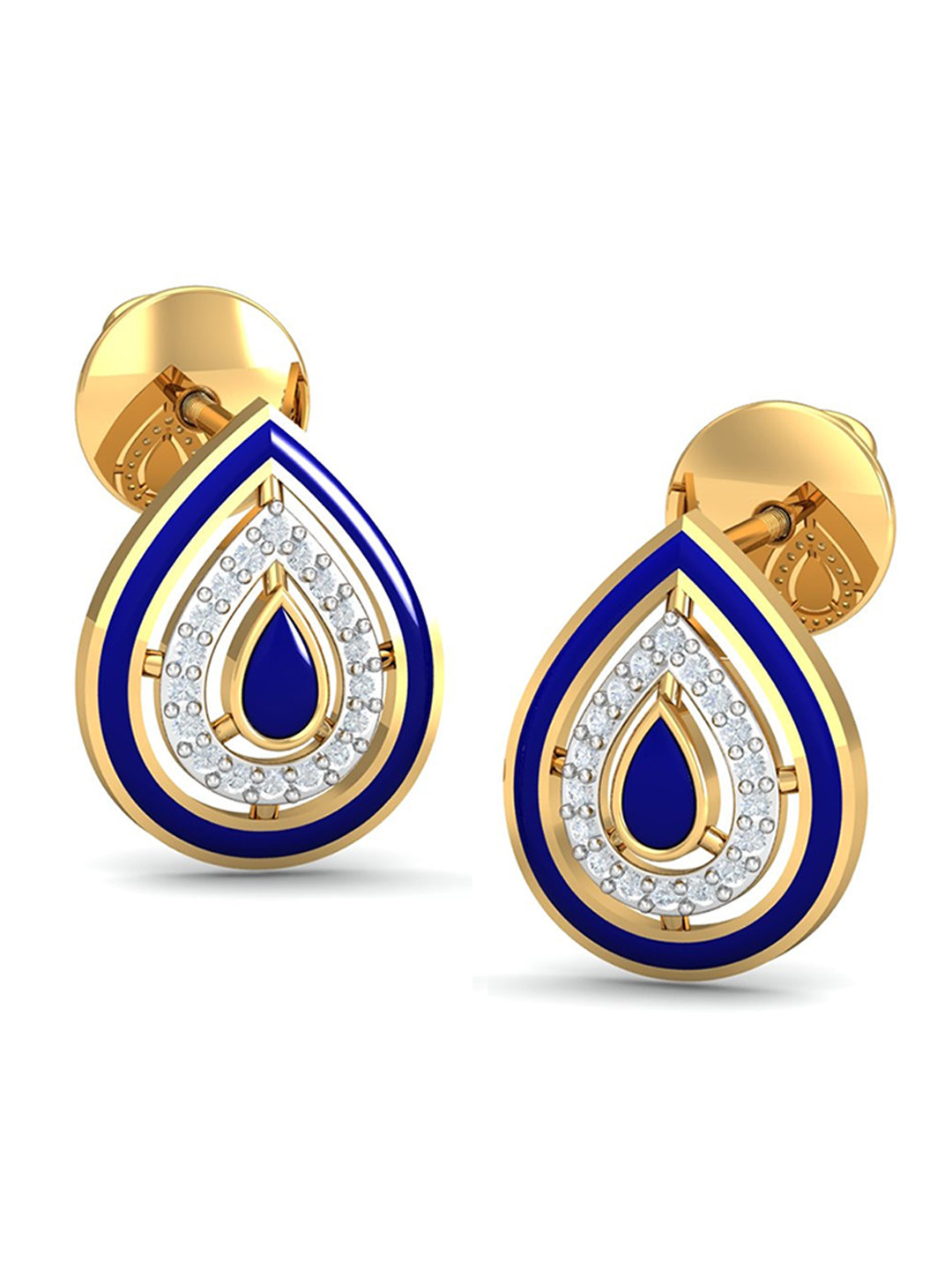 KUBERBOX Betel 18KT Gold Diamond-Studded Earrings-2.08gm