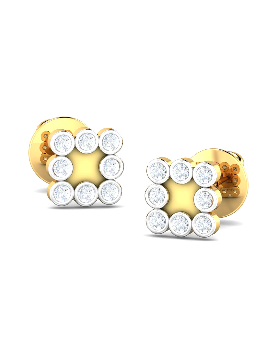 KUBERBOX Laura 18KT Gold Diamond-Studded Earrings-1.62gm