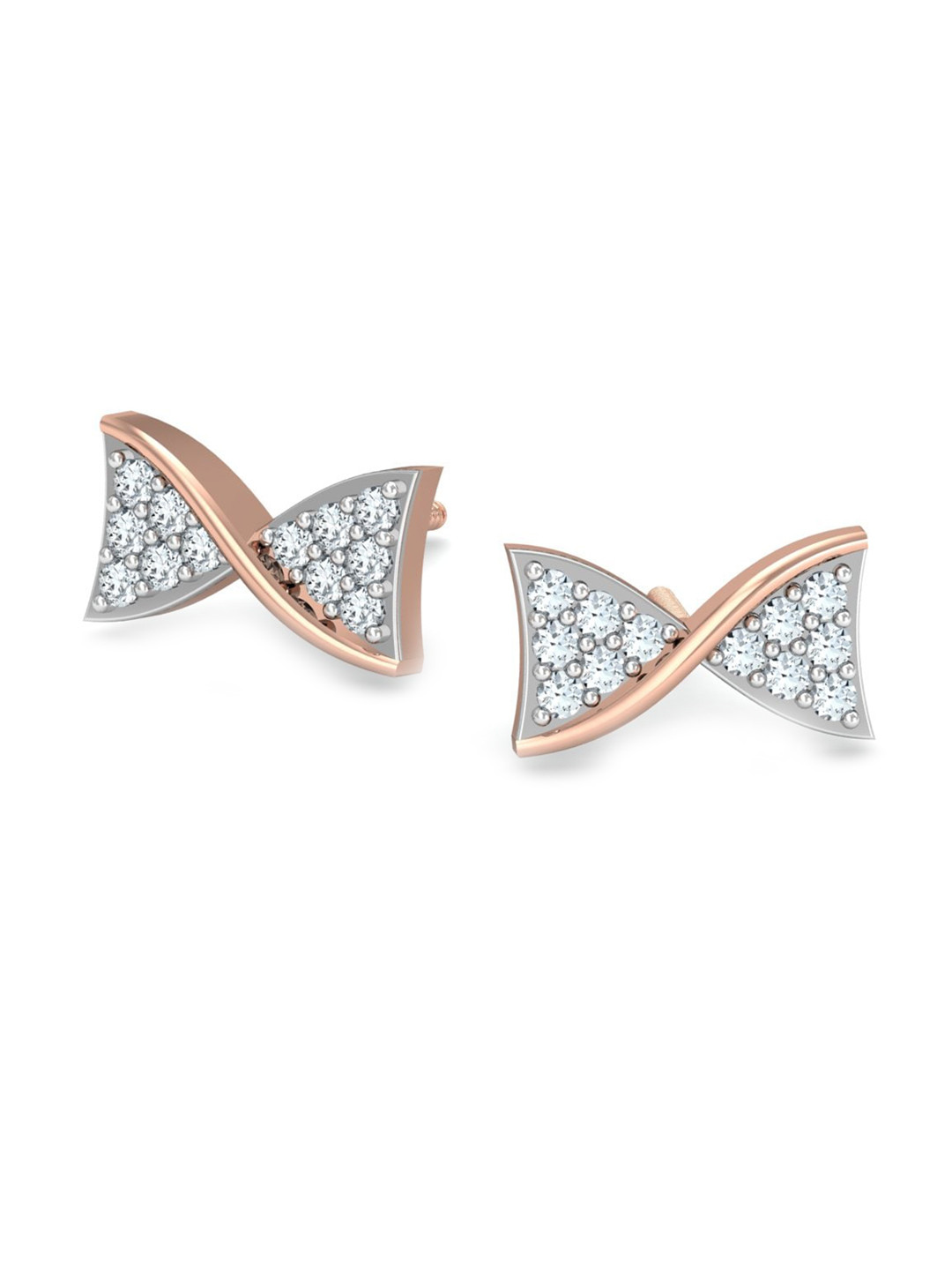 KUBERBOX 18KT Diamond Studded Rose Gold Stud Earrings- 1.12 gm