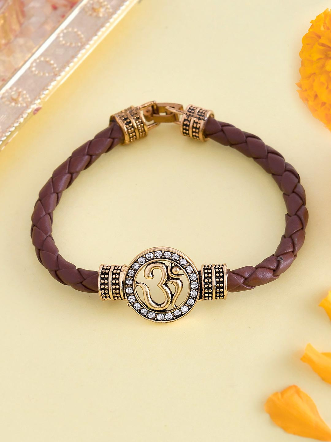 Voylla Om Leather Bracelet Style Rakhi