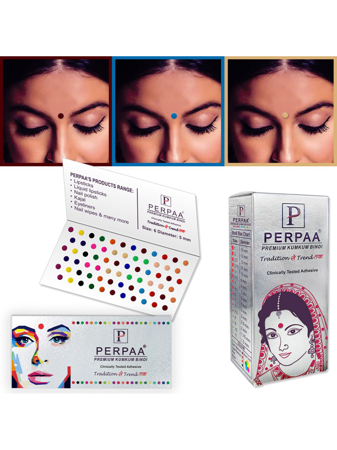 PERPAA Premium Velvet Sticker Kumkum Bindi Box - 15 Flaps