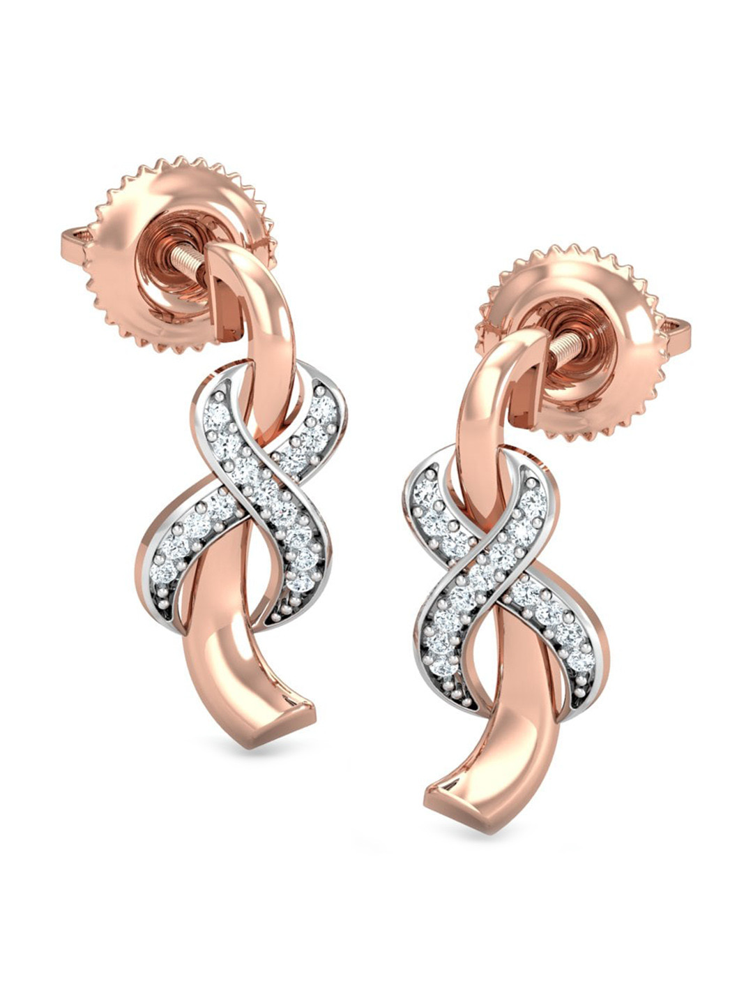 KUBERBOX Aksaj 18KT Rose Gold Diamond-Studded Earrings-1.12gm