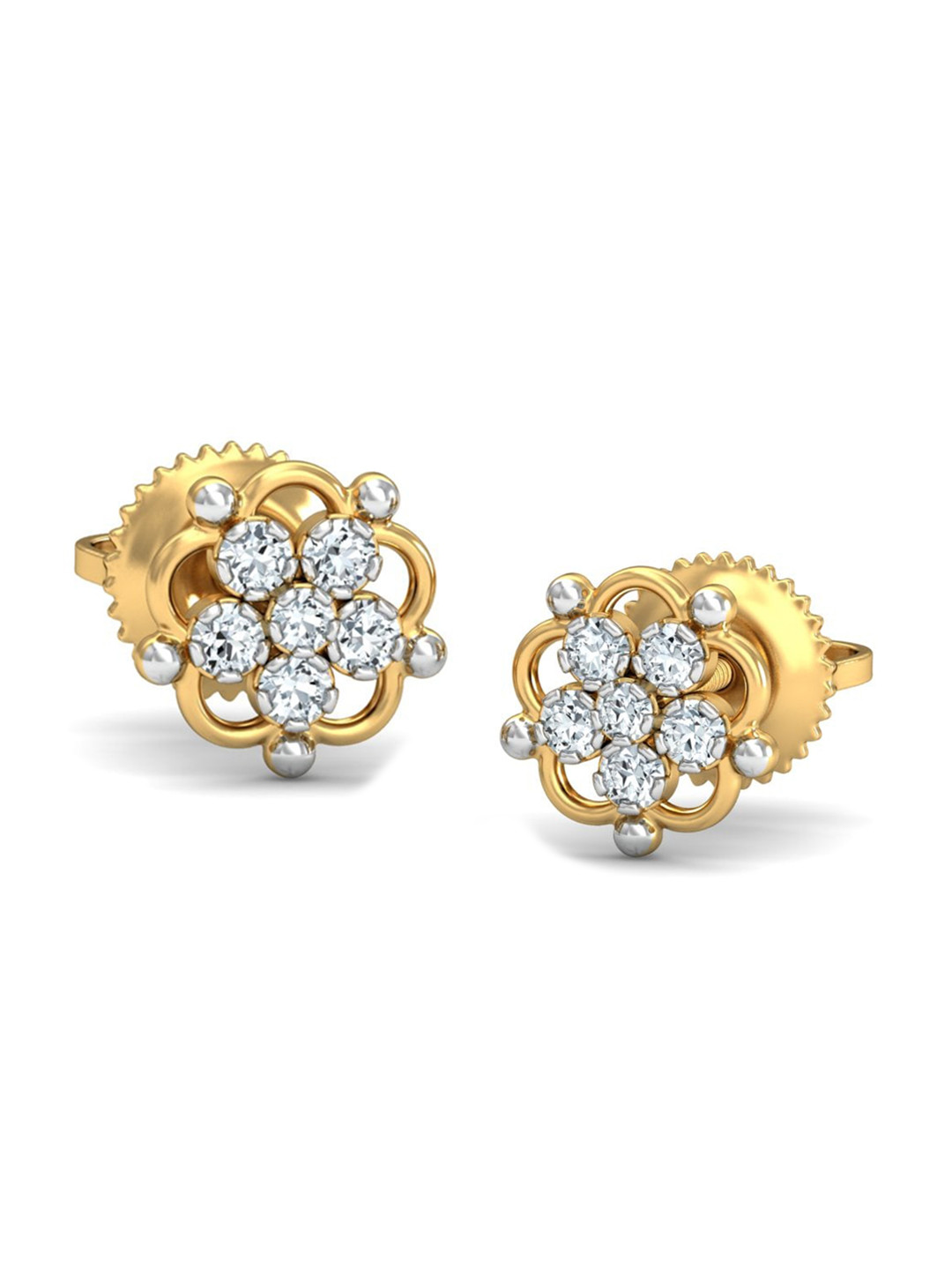 KUBERBOX Haisley 18KT Gold Diamond-Studded Earrings-0.96gm