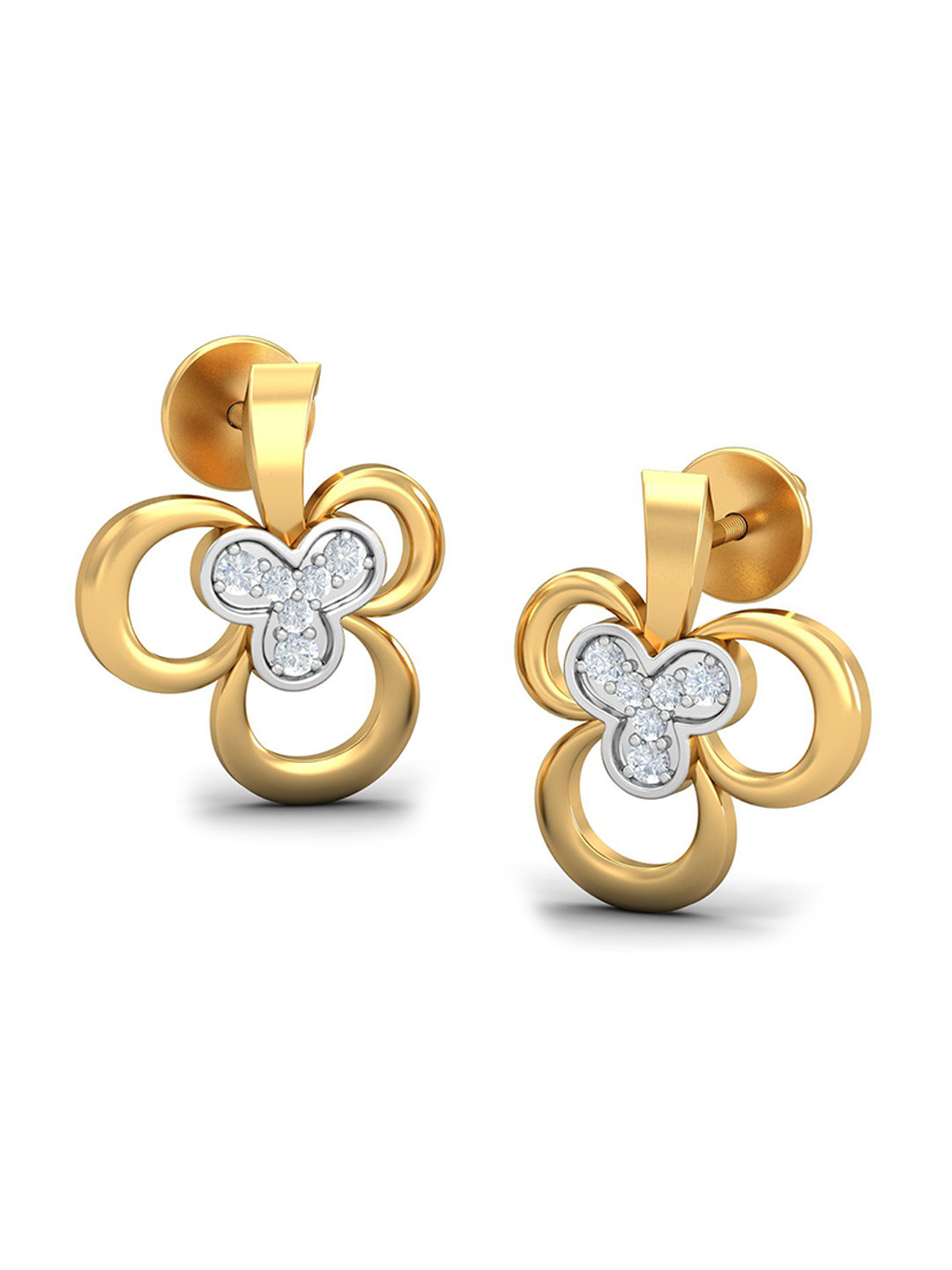 KUBERBOX Spaten Upkeep 18KT Gold Diamond-Studded Earrings-2.24gm