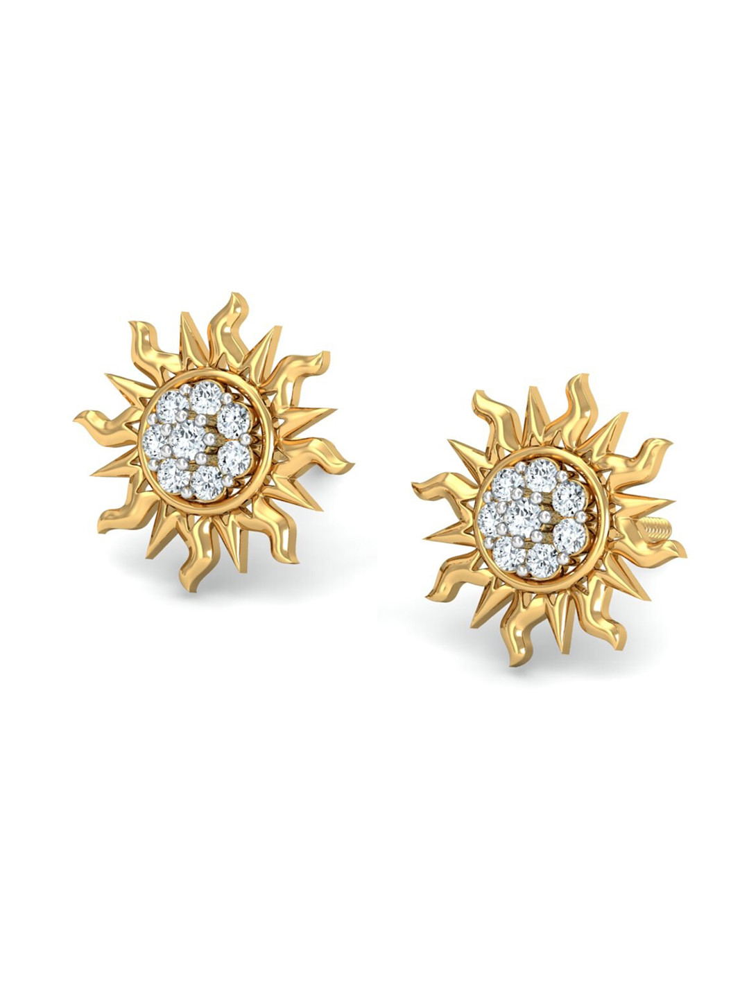KUBERBOX Sunshine 18KT Gold Diamond-Studded Earrings-1.28gm