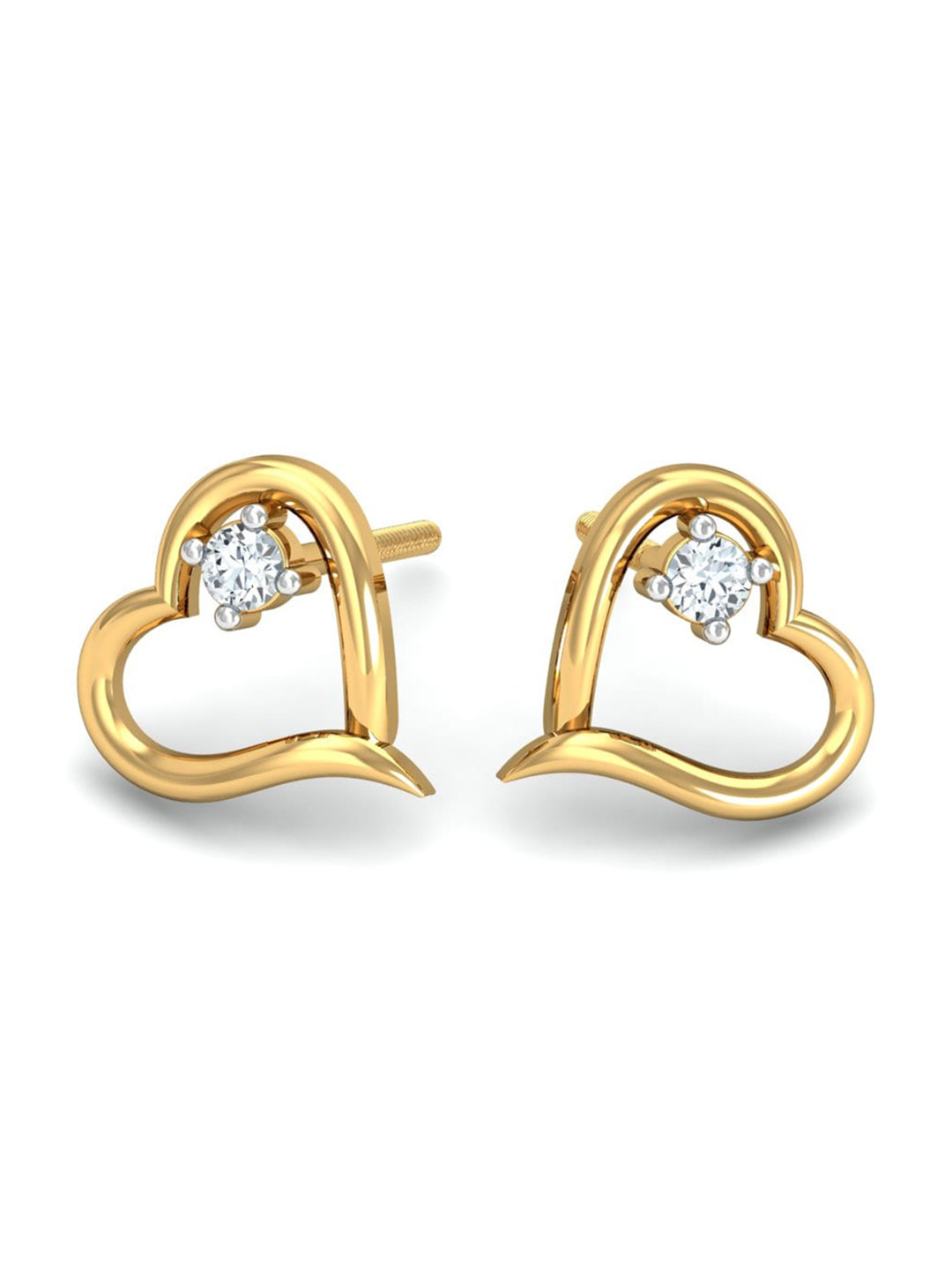 KUBERBOX Keily 18KT  Diamond Studded Gold Stud Earrings- 0.96 gm