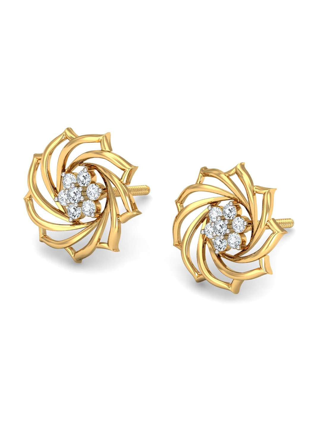 KUBERBOX Suzy Motif 18KT Gold Diamond-Studded Earrings-1.53gm