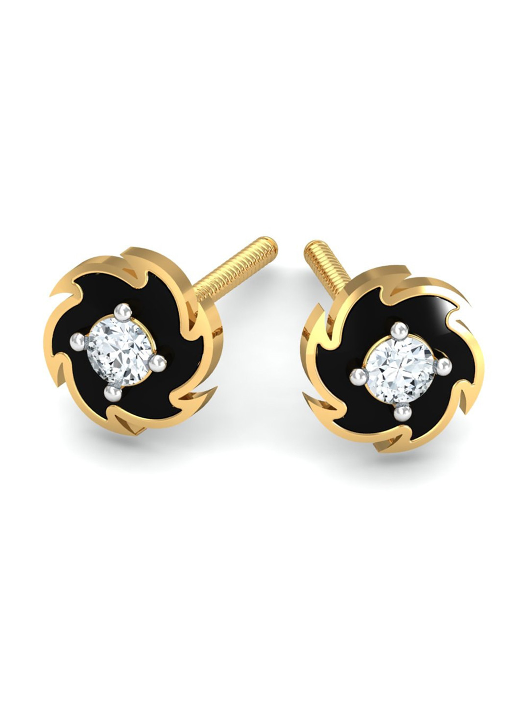 KUBERBOX Spinning Disc 18KT Gold Diamond-Studded Earrings - 0.96gm