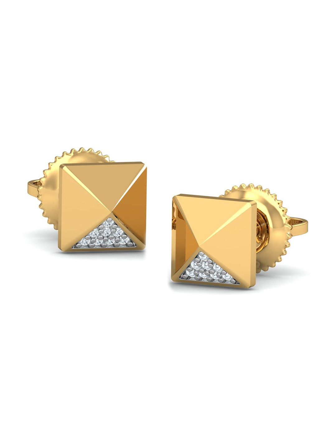 KUBERBOX Monolith 18KT Gold Diamond-Studded Earrings-1.08gm