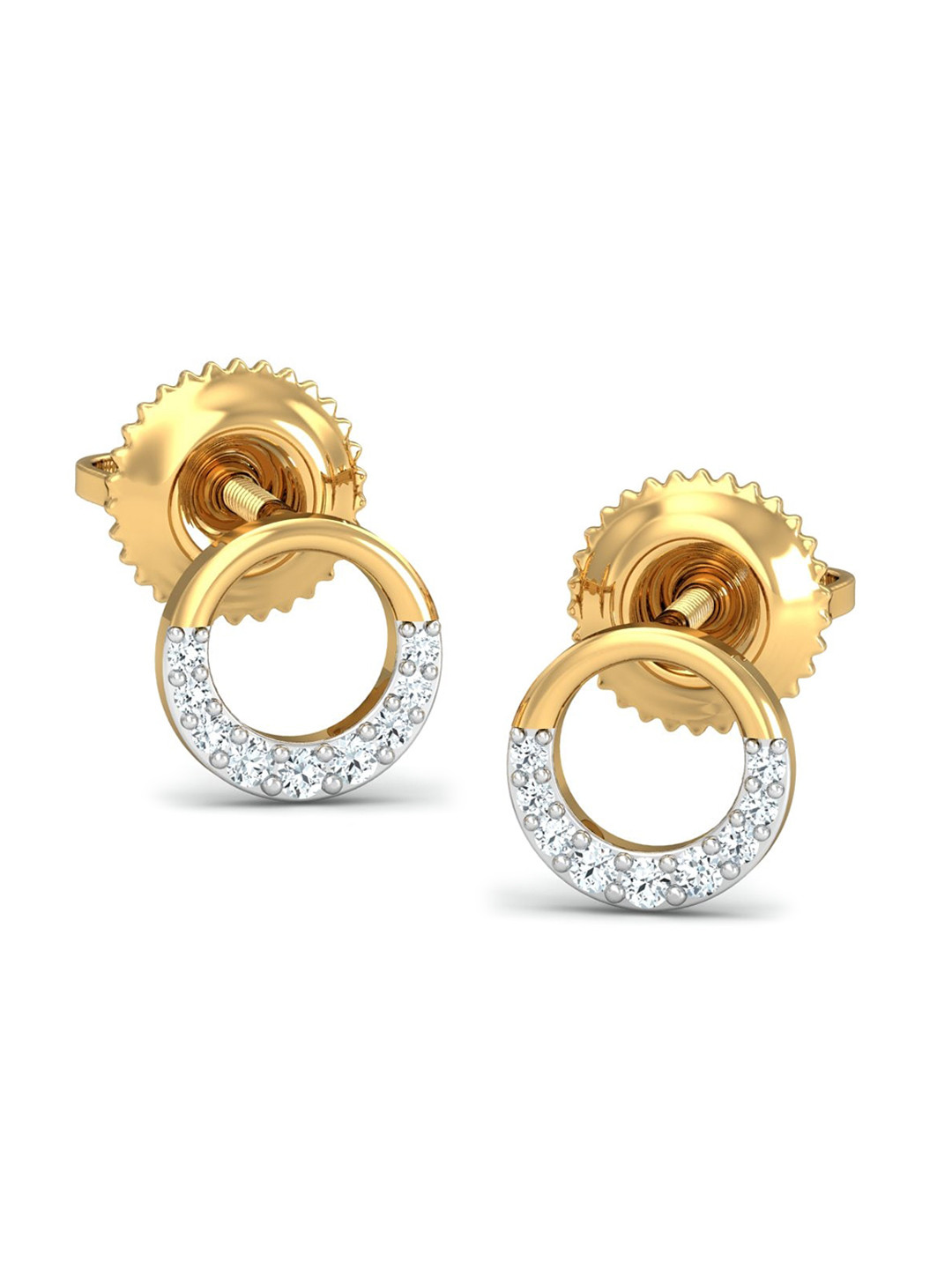 KUBERBOX 18KT Gold Diamond Bhrama Stud Earrings -1.92gm