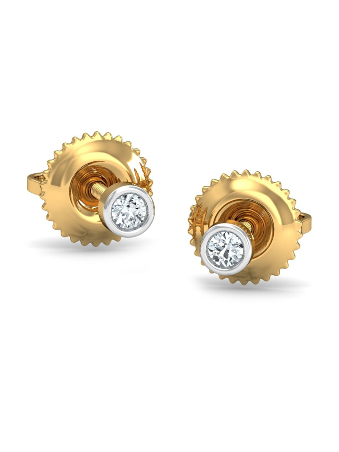 KUBERBOX 18KT Gold Bruce Stud Earrings With Diamonds - 1.28g
