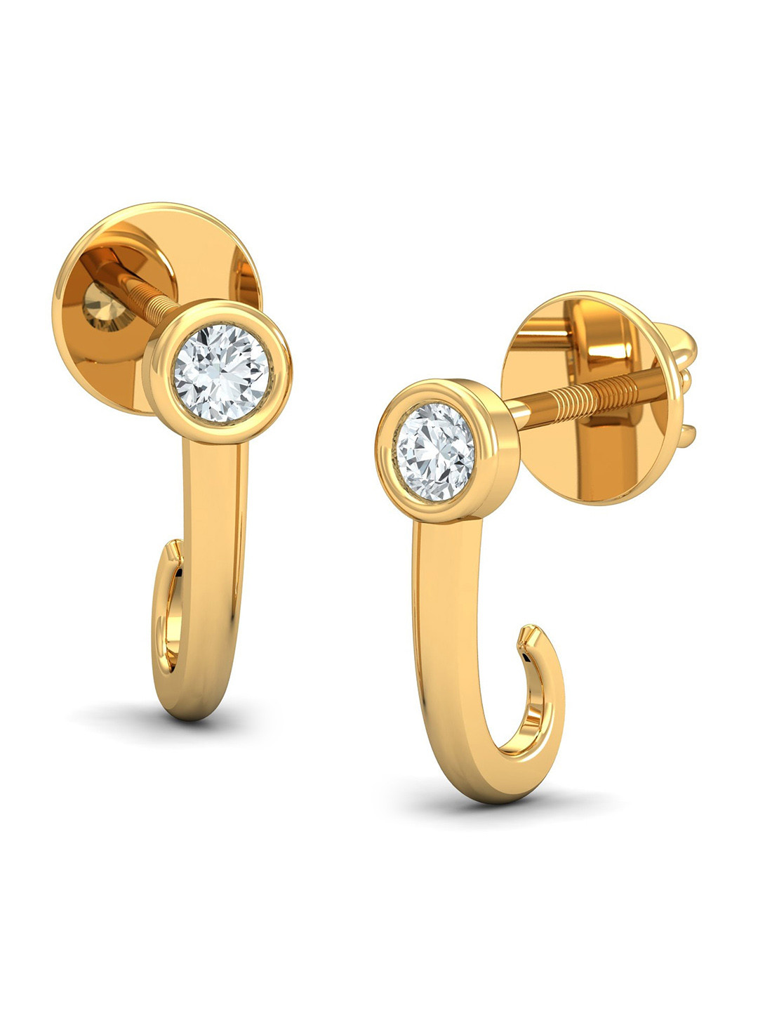 KUBERBOX Siloni 18KT Diamond Studded Gold Earrings-1.42 gm