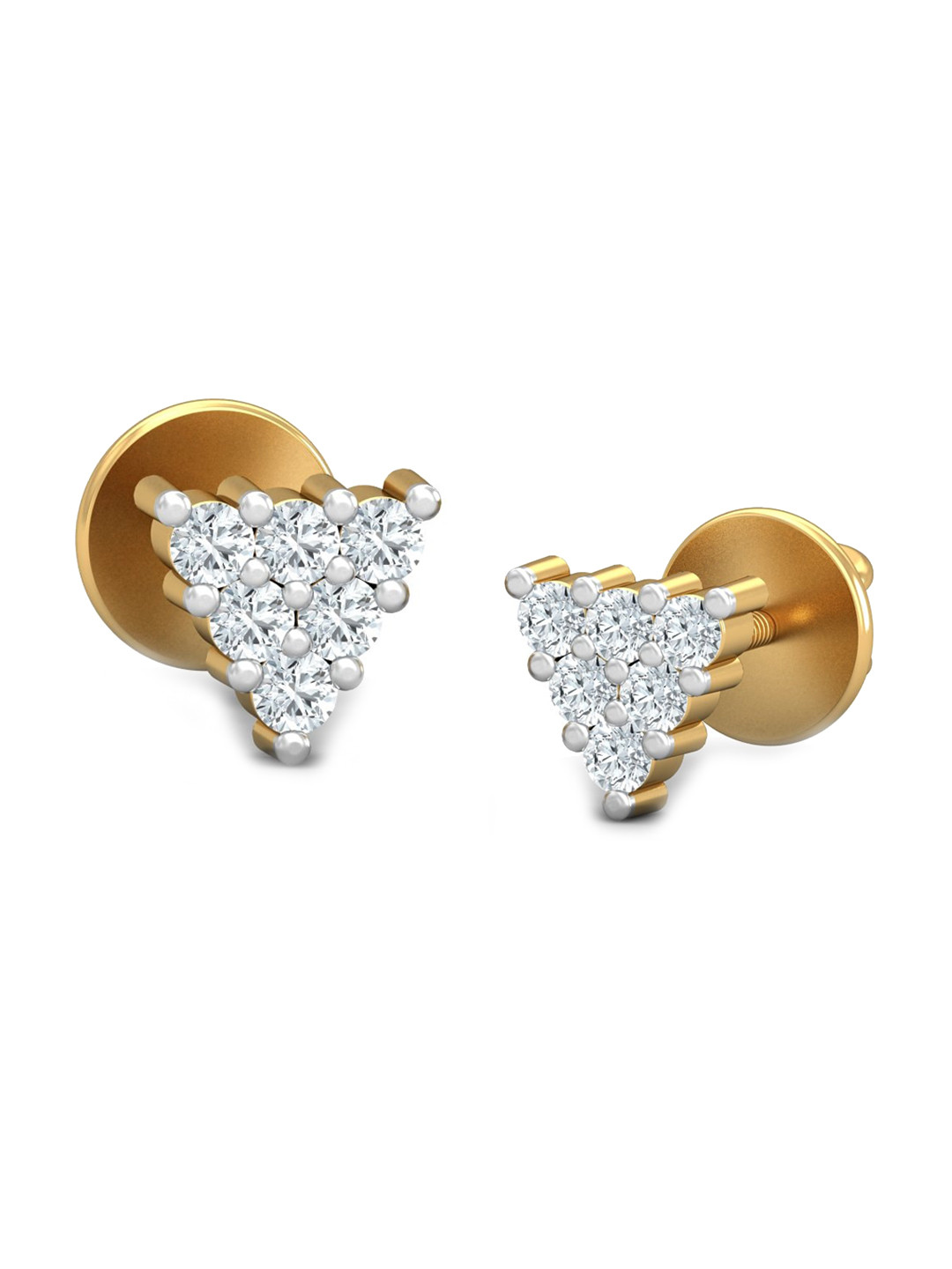 KUBERBOX Trikon 18KT Gold Diamond-Studded Stud Earrings - 1.48gm