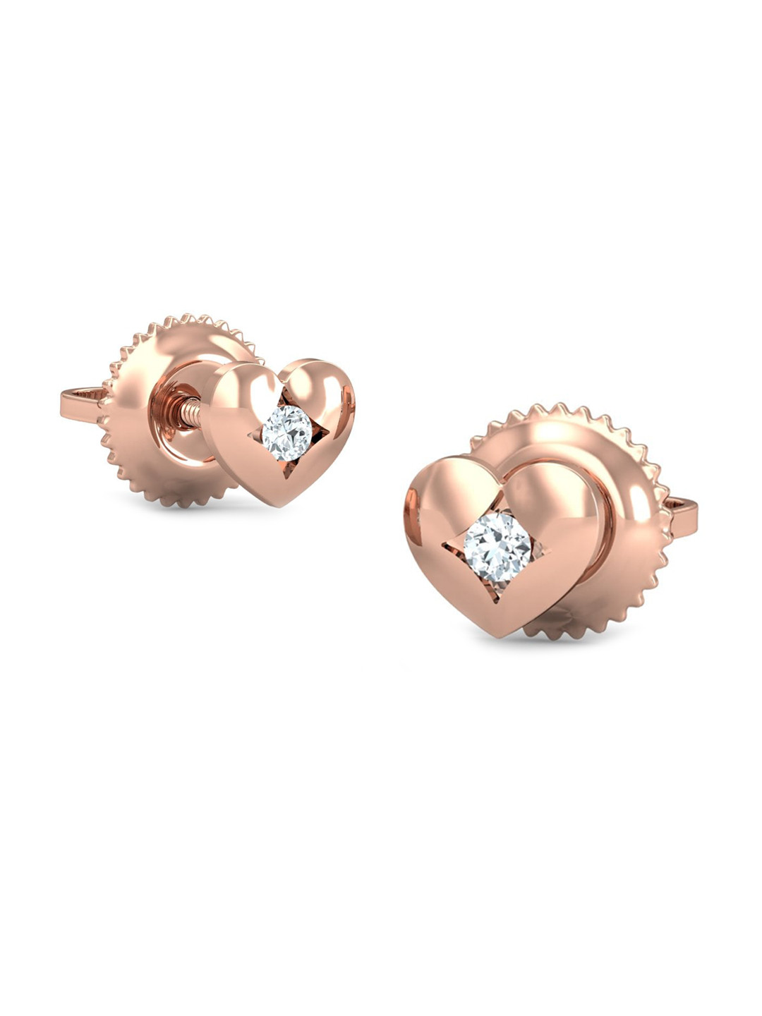 KUBERBOX 18KT Rose Gold Diamond-Studded Stud Earrings - 1.6 gm