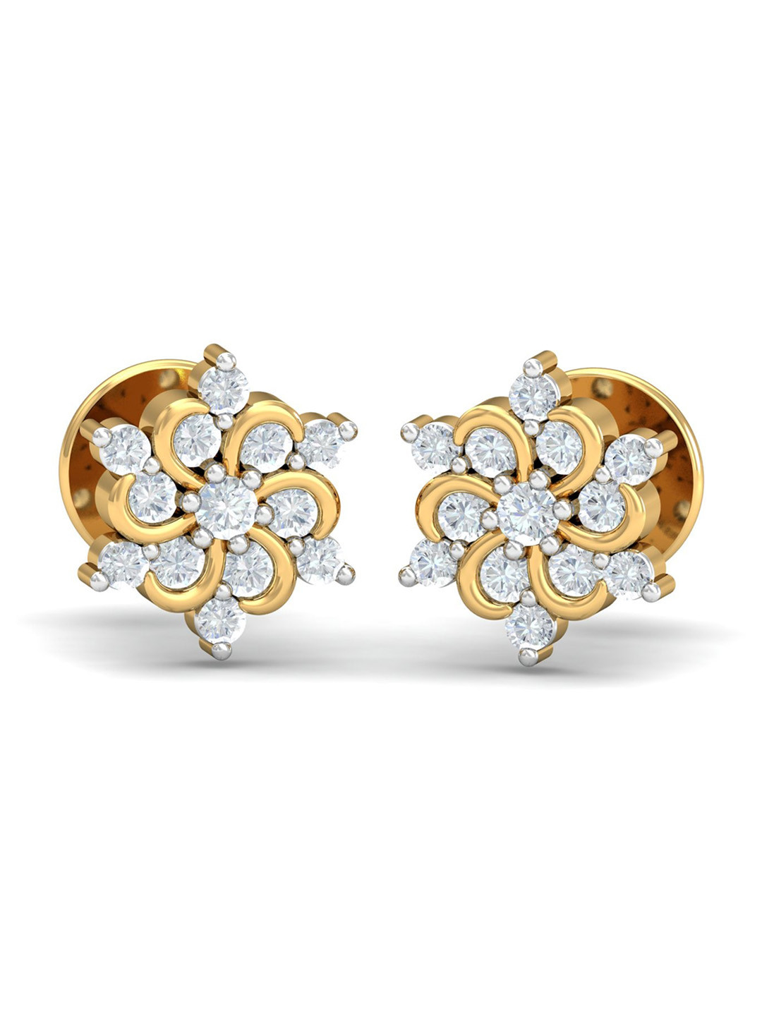 KUBERBOX Samriddhi 18KT Gold Diamond-Studded Earrings - 1.68gm