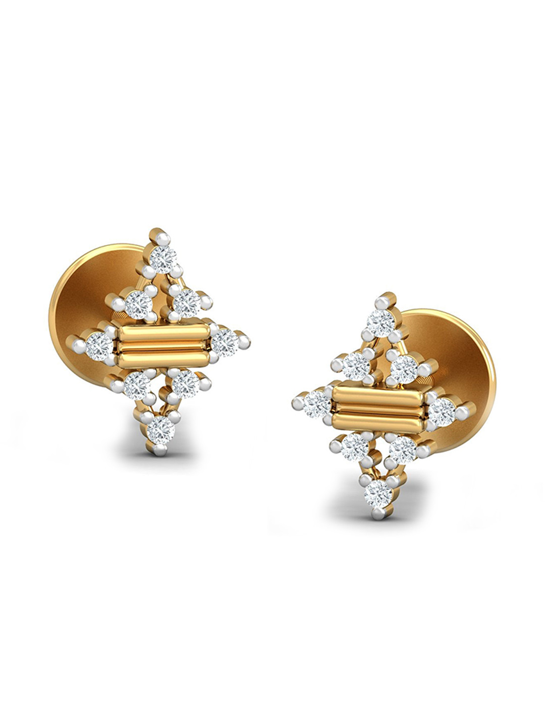 KUBERBOX Desire 18KT Gold Diamond-Studded Earrings-1.4 gm
