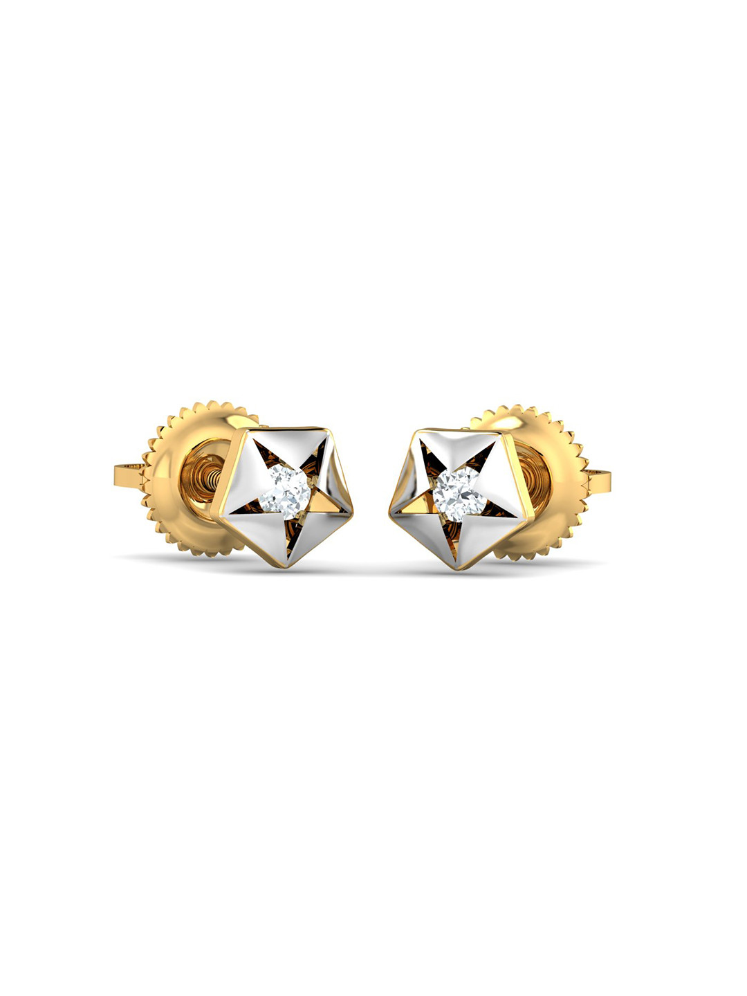 KUBERBOX Luminary 18KT Gold Diamond-Studded Earrings - 1.44 gm
