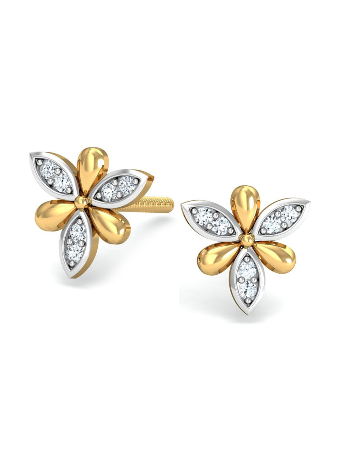 KUBERBOX Sepals 18KT Gold Diamond-Studded Earrings - 0.94 gm