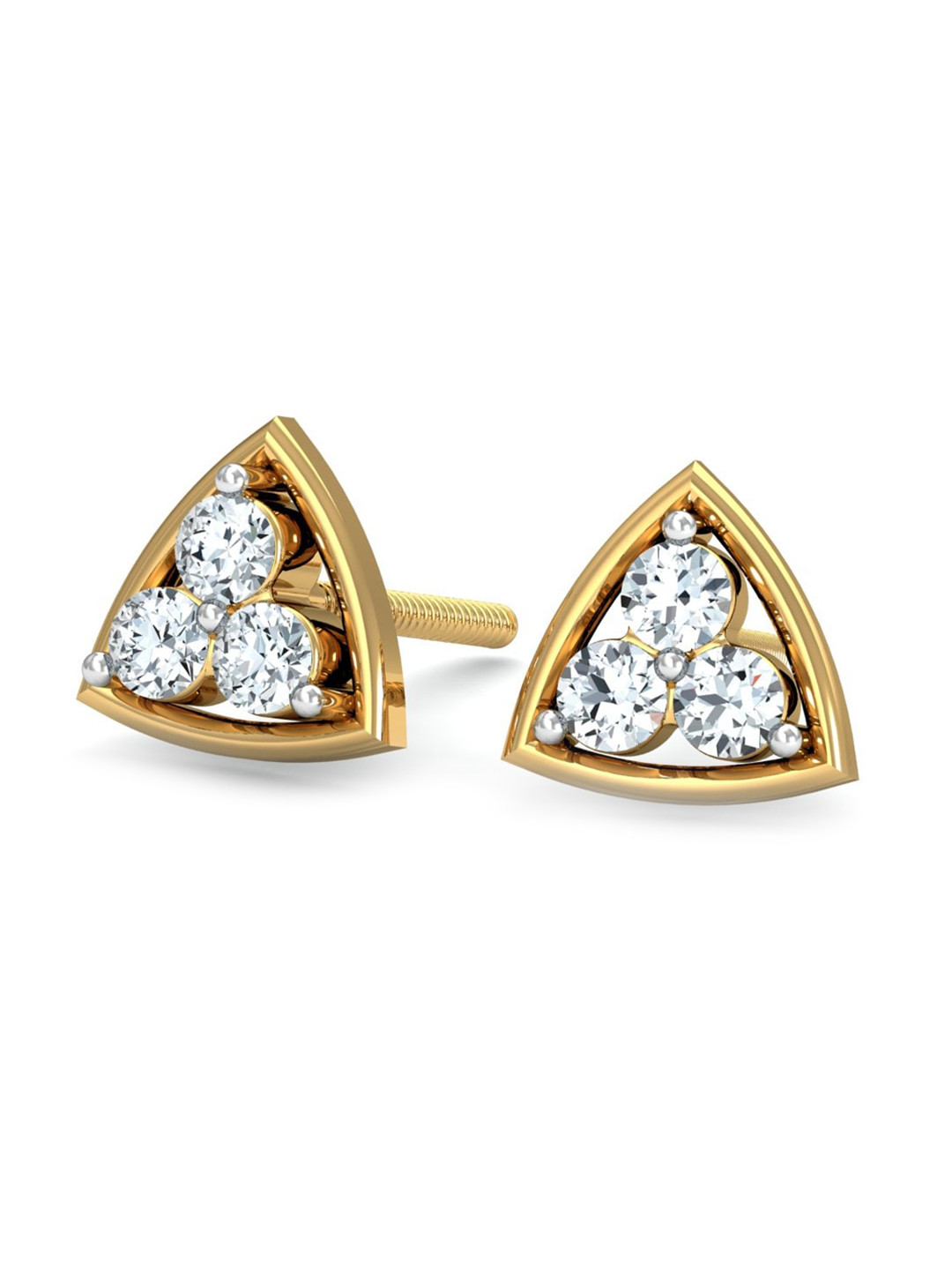 KUBERBOX Demira 18KT Gold Diamond-Studded Earrings-0.96gm