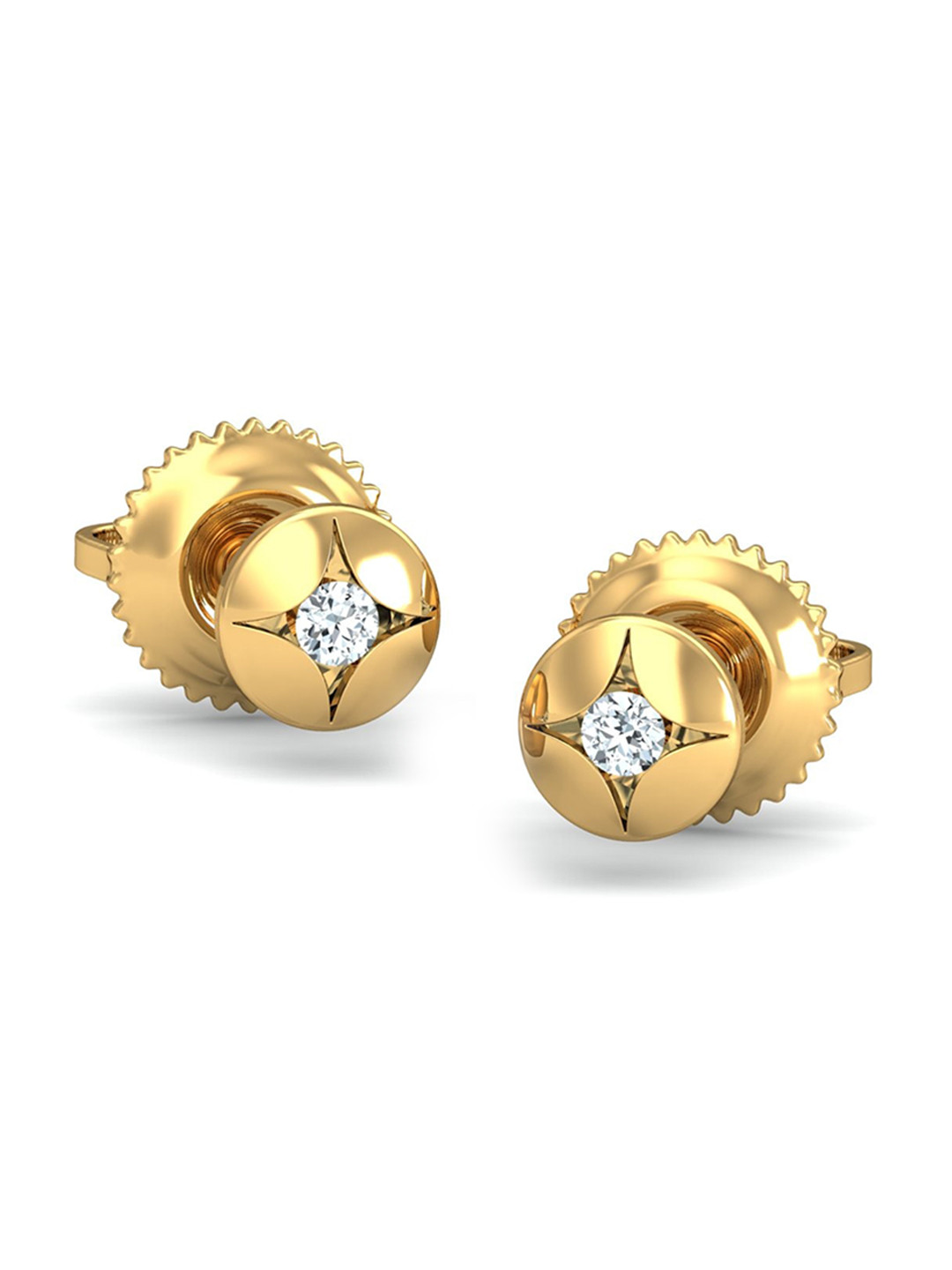 KUBERBOX Glary 18KT Gold Diamond-Studded Earrings - 1.62 gm