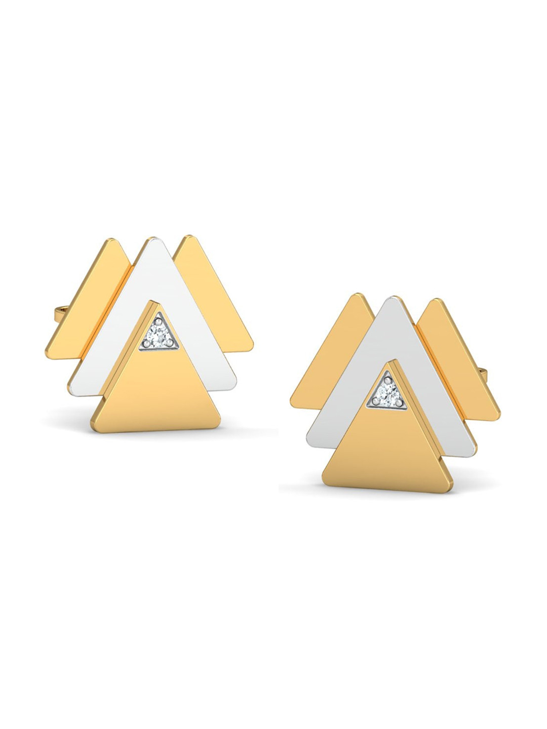 KUBERBOX Tipsy Triangle 18KT Gold Diamond-Studded Earrings-2.28gm