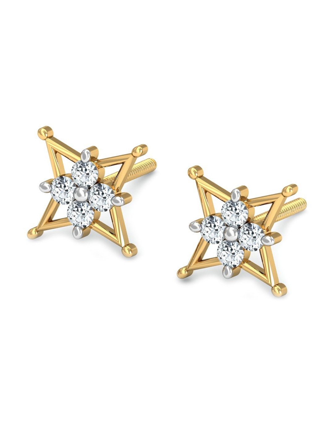 KUBERBOX Adalee 18KT Gold Diamond-Studded Earrings-0.96gm