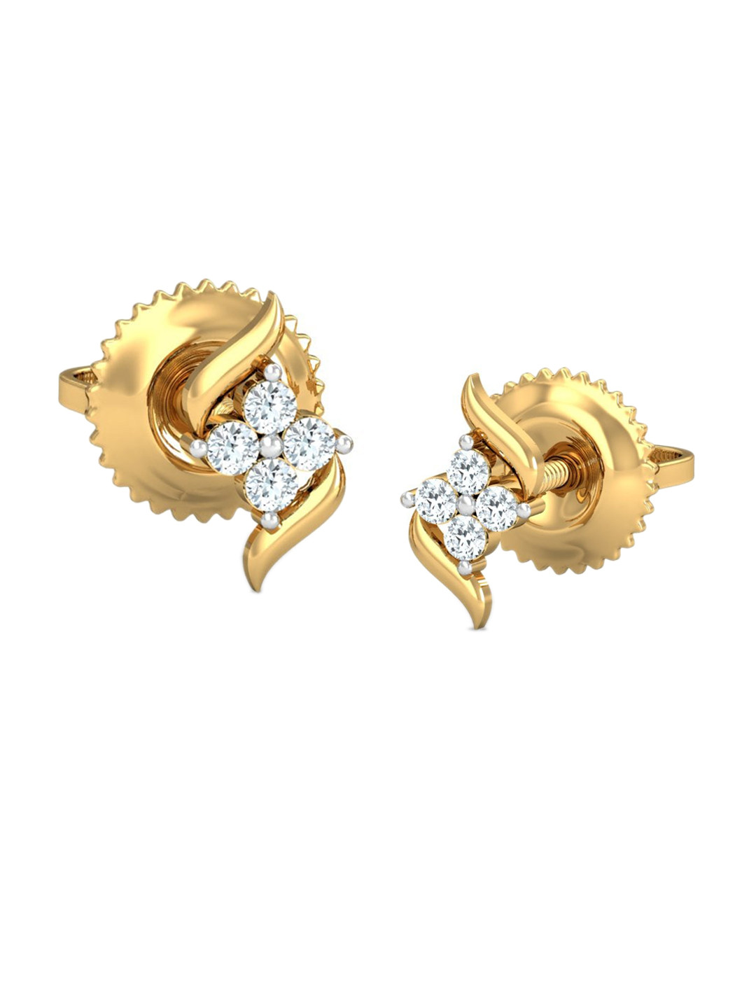 KUBERBOX Dvidal 18KT Gold Diamond Studded Earrings- 0.84 gm