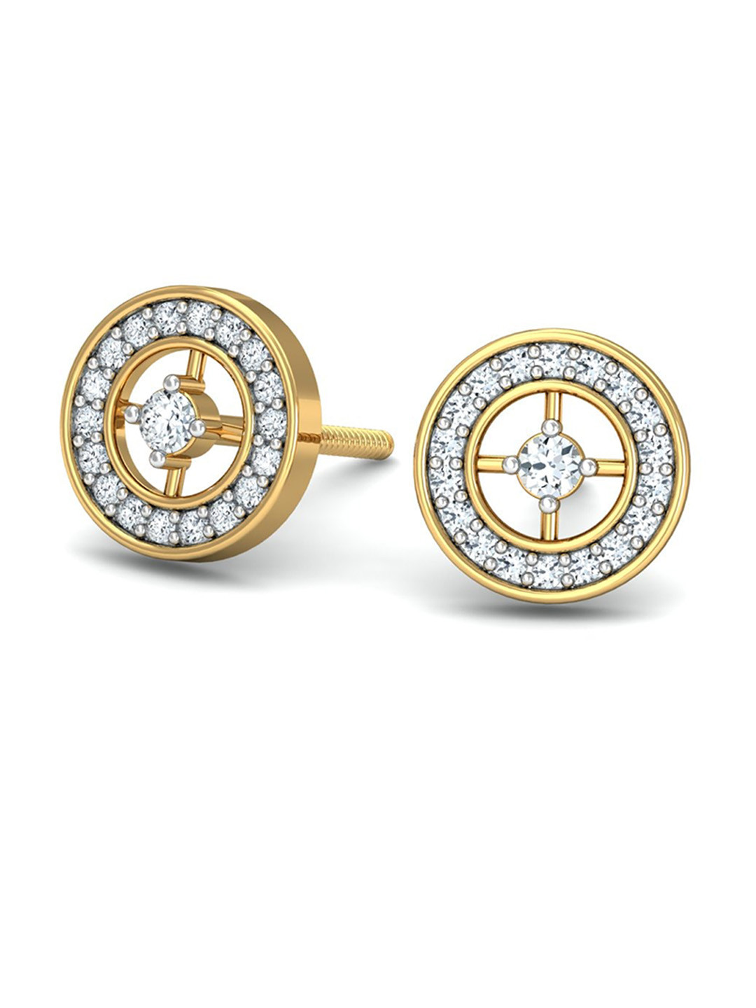 KUBERBOX Debra 18KT Gold Diamond-Studded Earrings-1.44gm