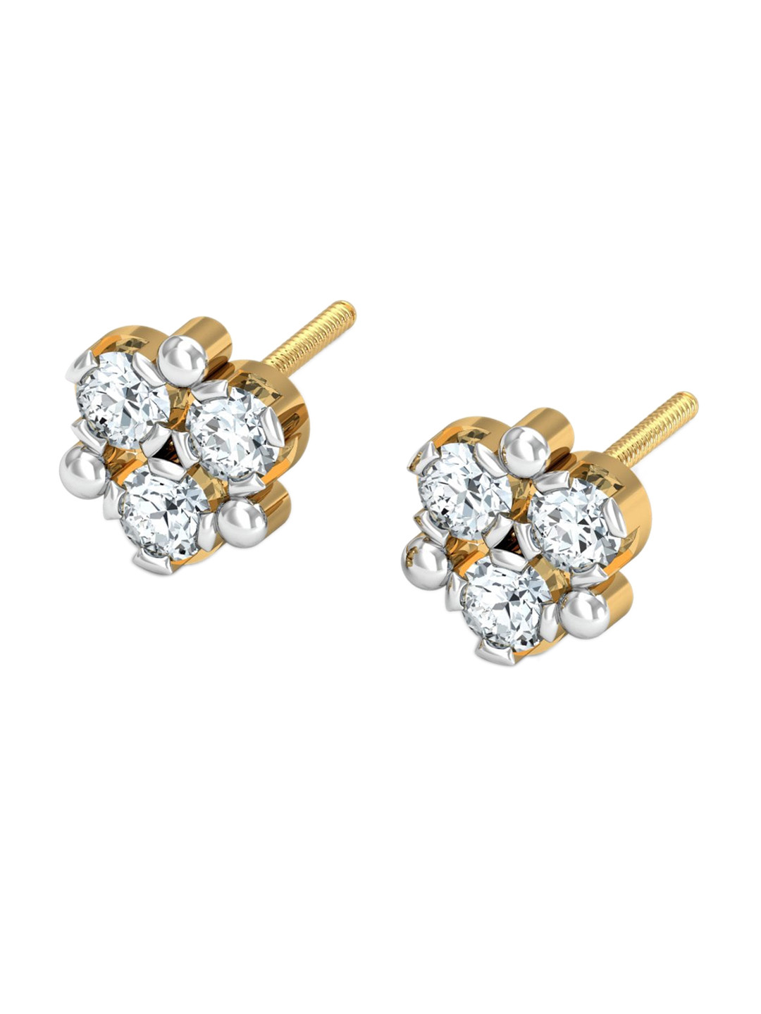 KUBERBOX Ailani 18KT Gold Diamond-Studded Earrings-0.96 gm