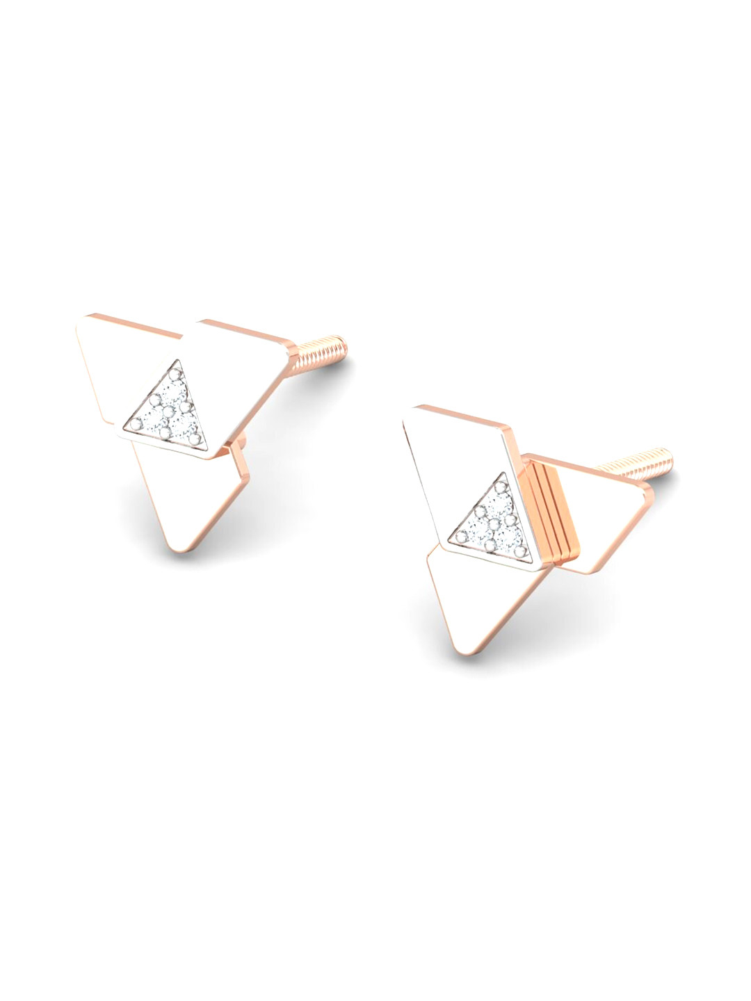KUBERBOX Robo Rhombus 18KT Rose Gold Diamond-Studded Earrings-1.16gm