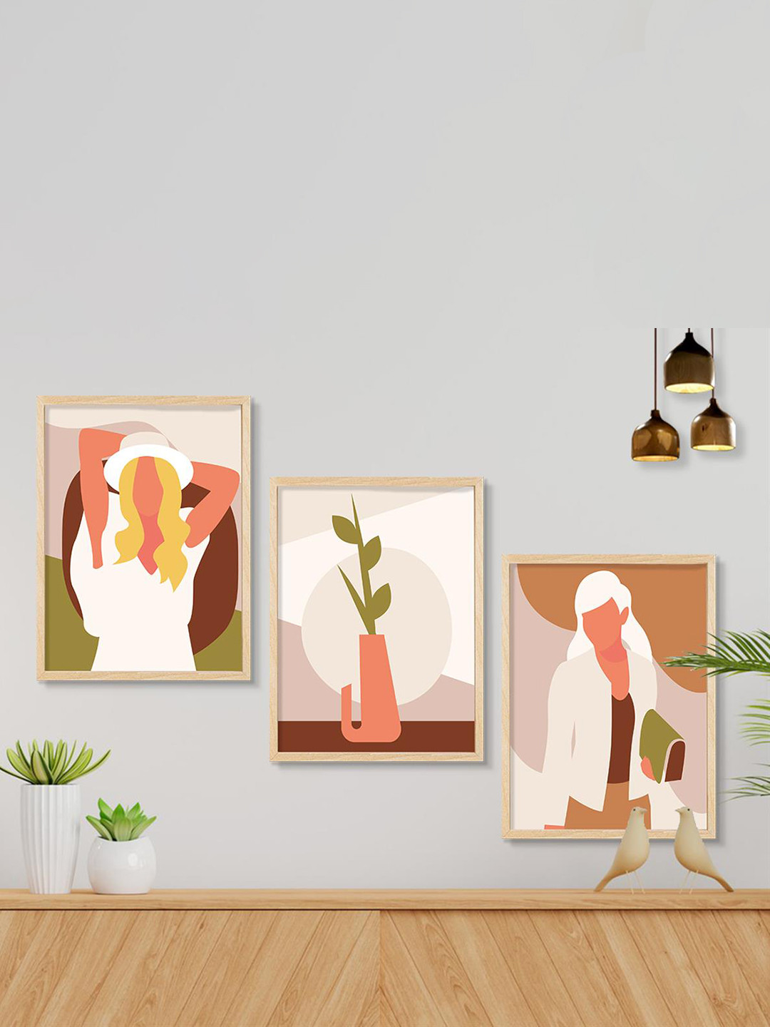 SAF Boho Woman Art MDF Wall Rectangle Paintings Wall Art -19.5 x 13.5 In