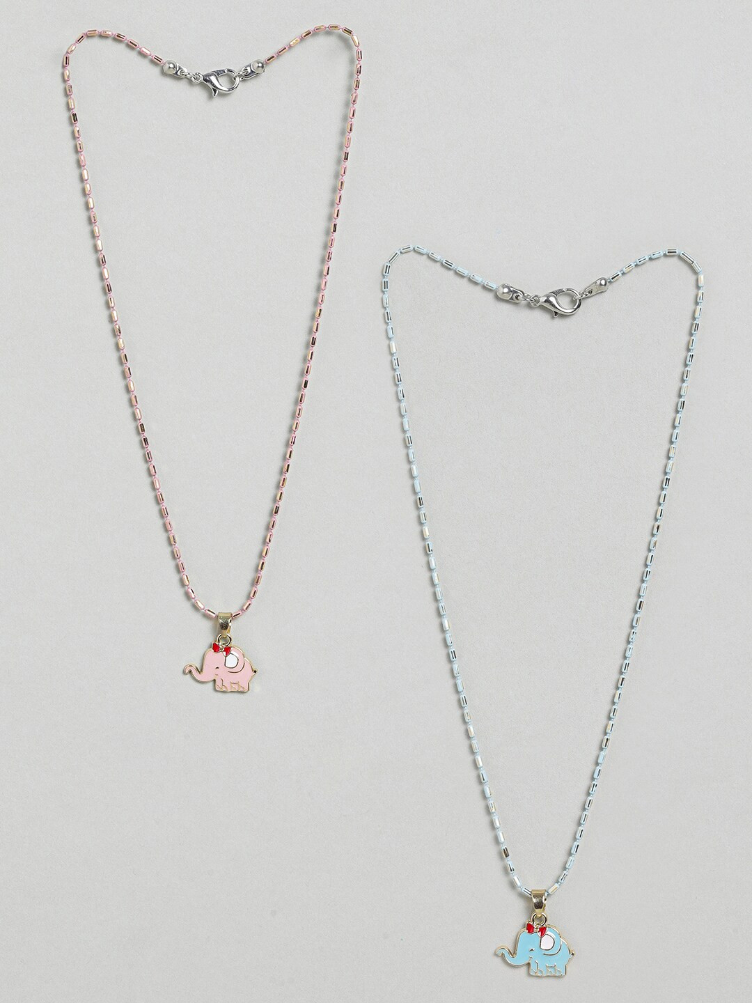 EL REGALO Set Of 2 Stone-Studded Minimal Necklace