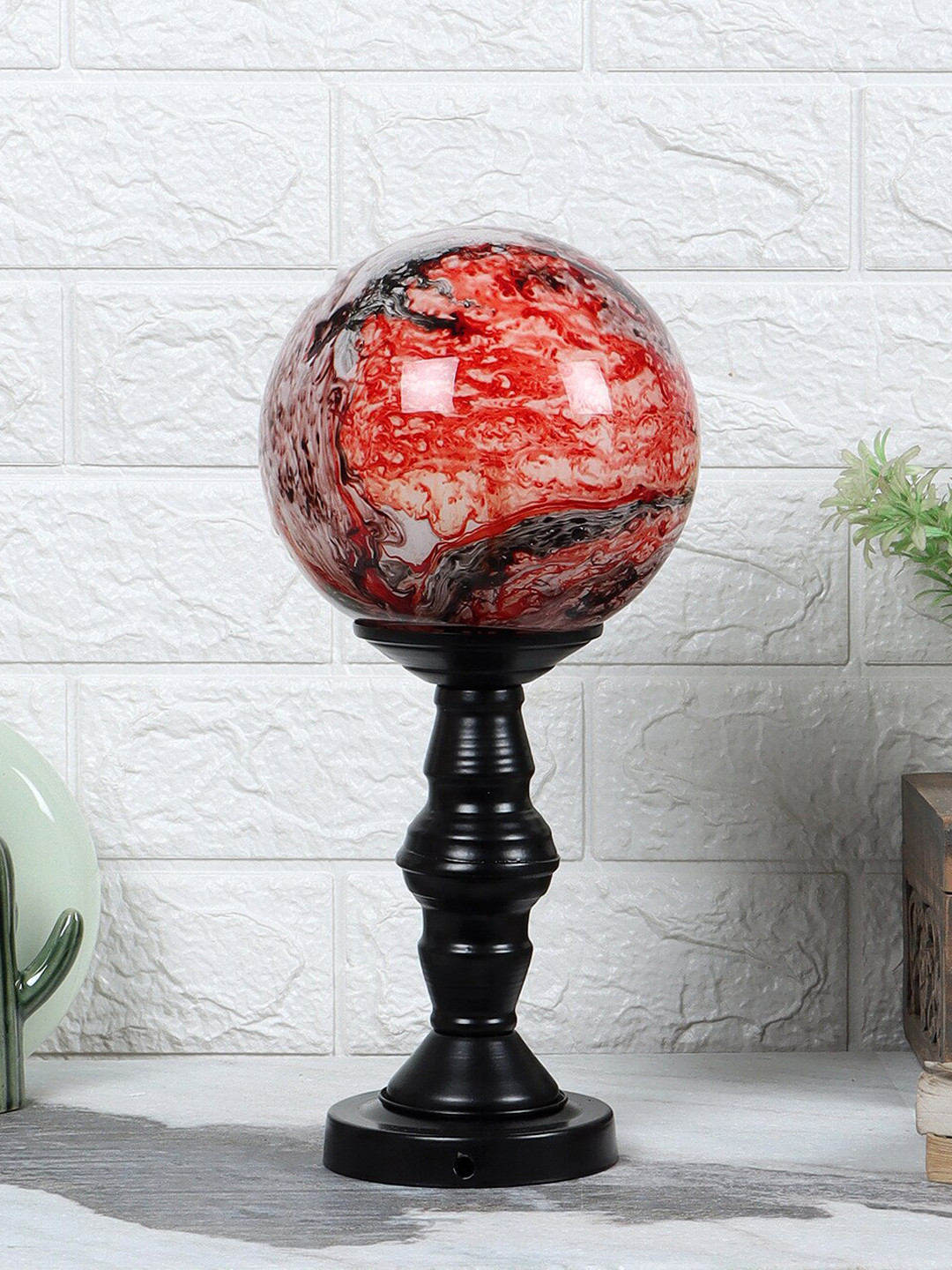 MFD HOME FURNISHING Black & Red Contemporary Table Lamp