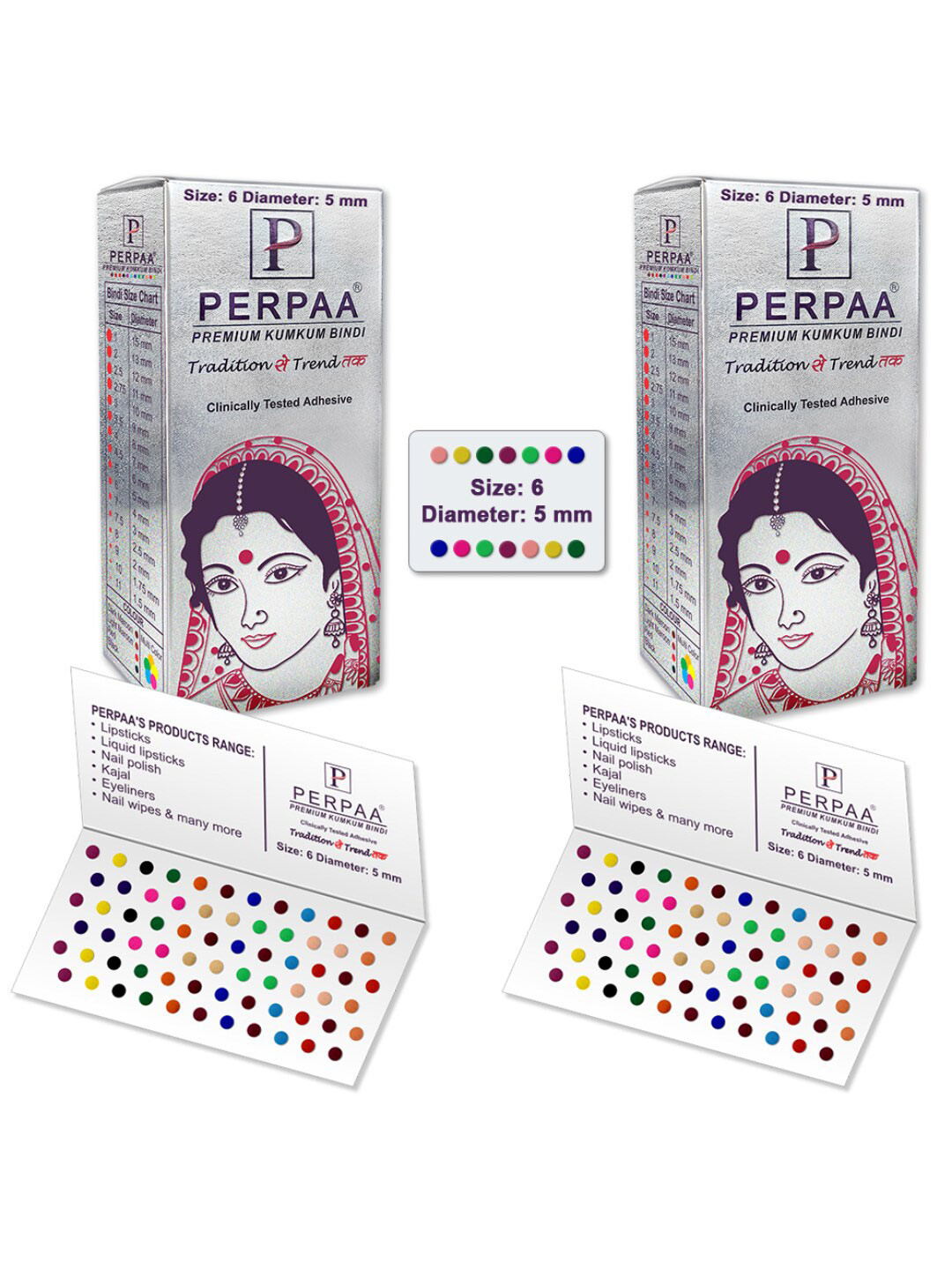 PERPAA Set Of 2 Velvet Sticker Kumkum Bindi Box - 15 Flaps Each