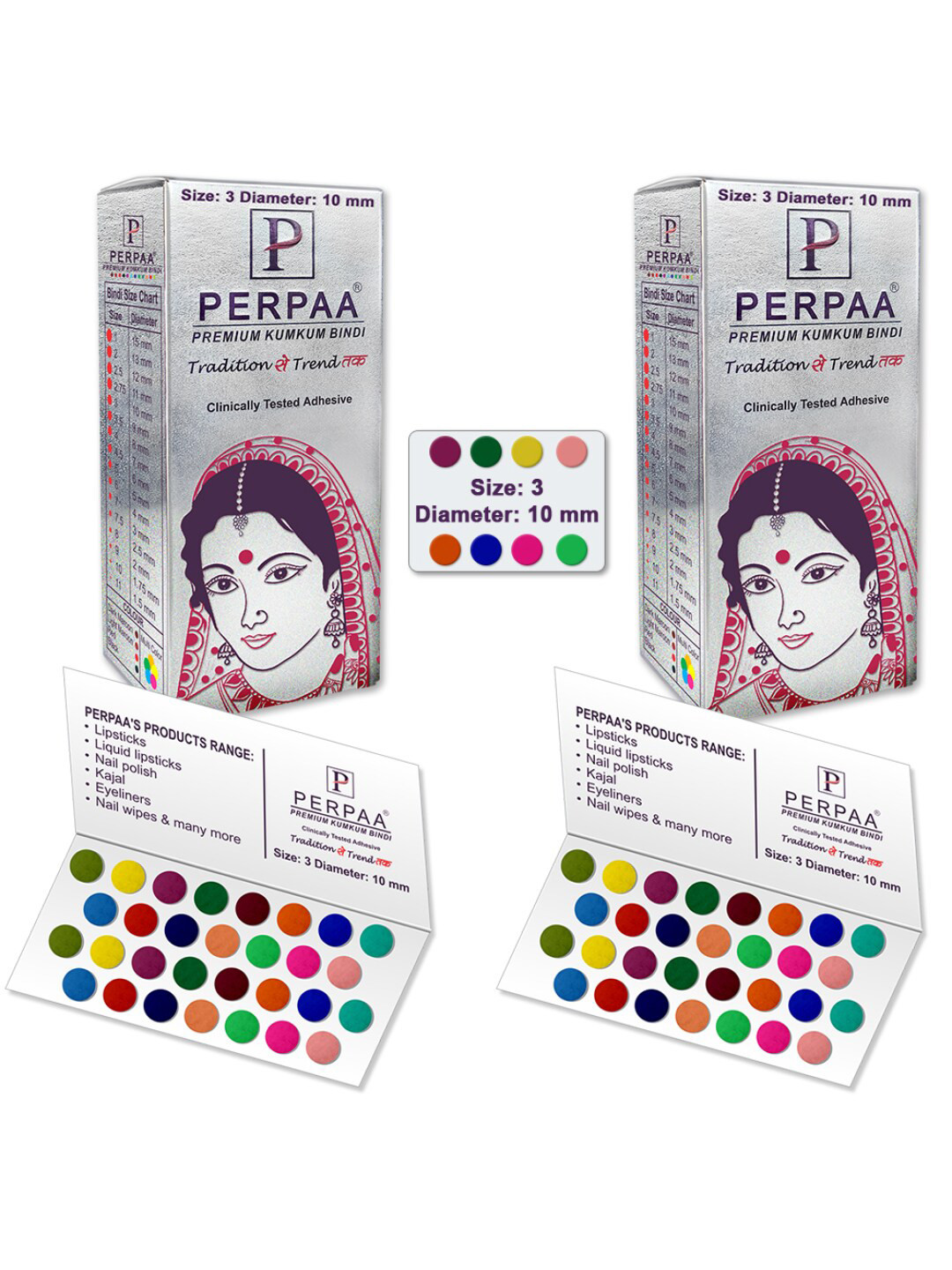 PERPAA Set Of 2 Velvet Sticker Kumkum Bindi Box - 15 Flaps Each