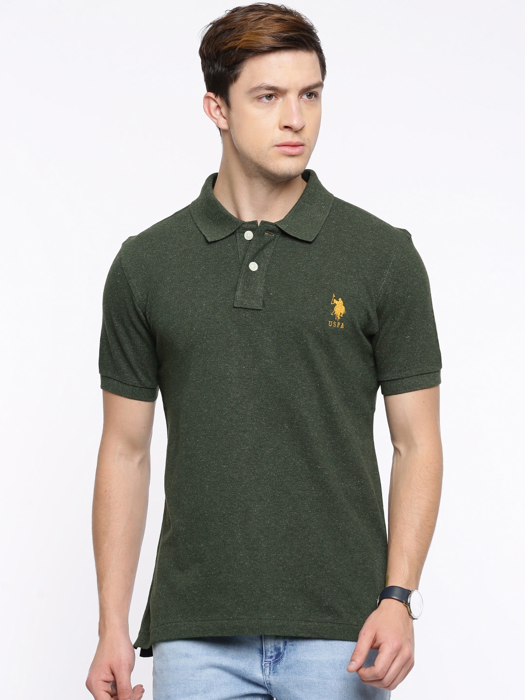 olive green polo shirt