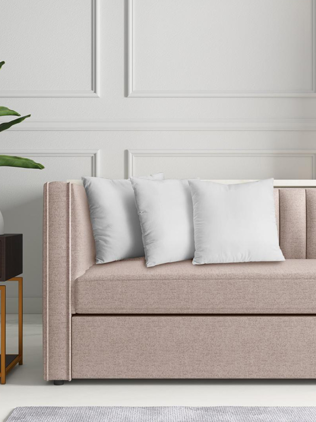 wakefit White 3 Pieces Cotton Pre-Filled Square Cushions