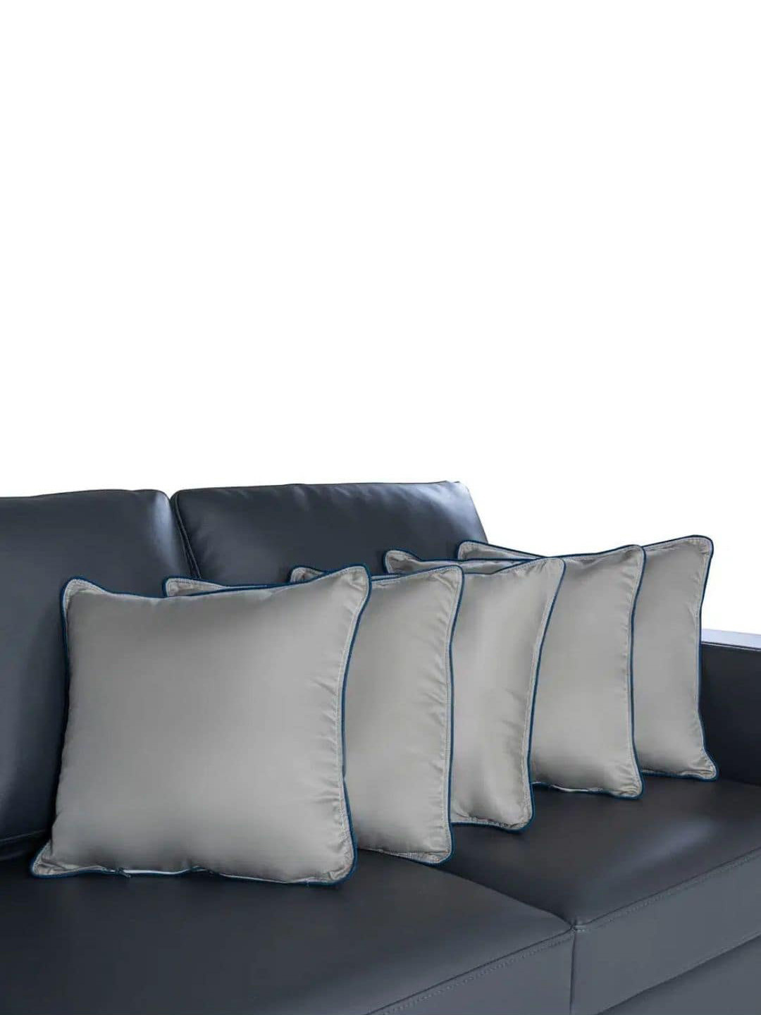 wakefit Grey 5 Pieces Cotton Sqaure Pre Filled Cushions