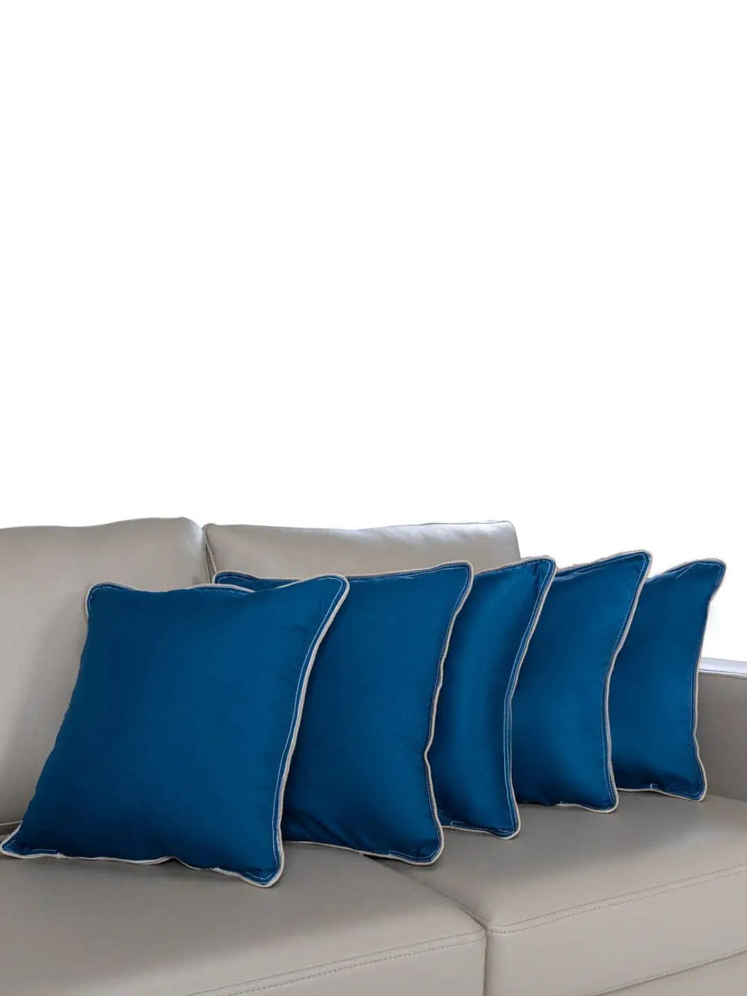 wakefit Teal Blue 5 Pieces Cotton Pre-Filled Cushions