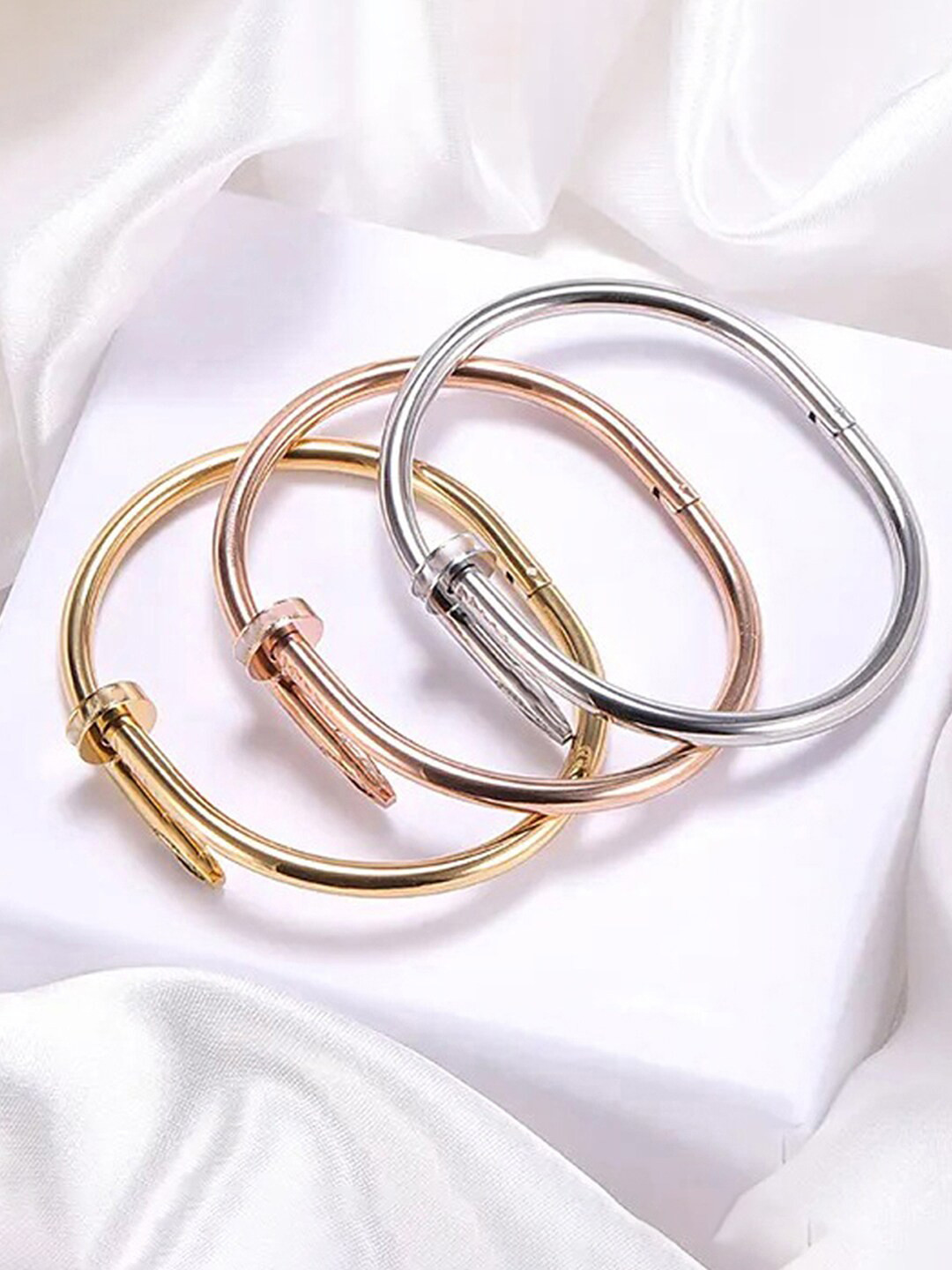 Designs & You Set Of 3 Gold-Plated Stainless Steel Cuff Bracelet