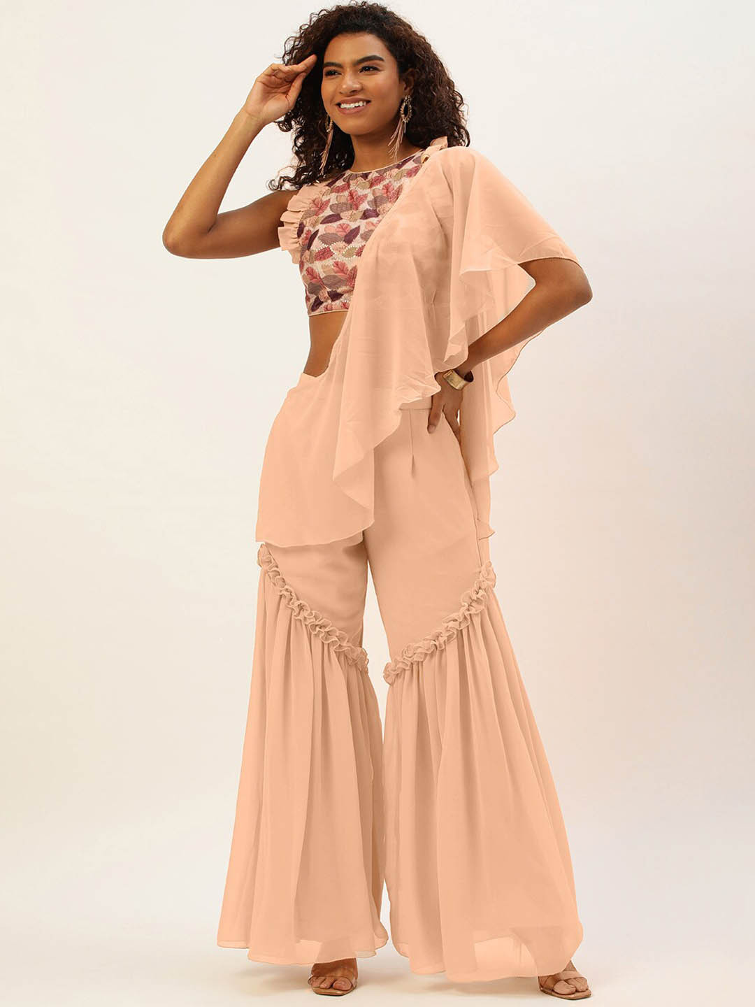 Ethnovog Poly Georgette Palazzo Saree