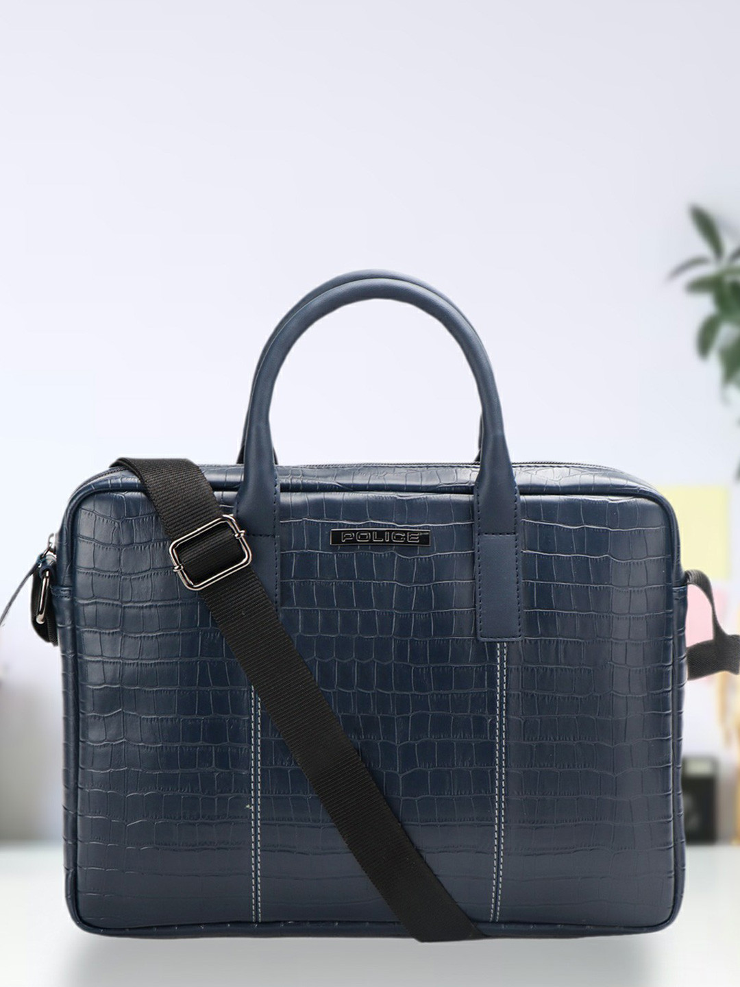 Police Men Textured 14 Inch Laptop Bag