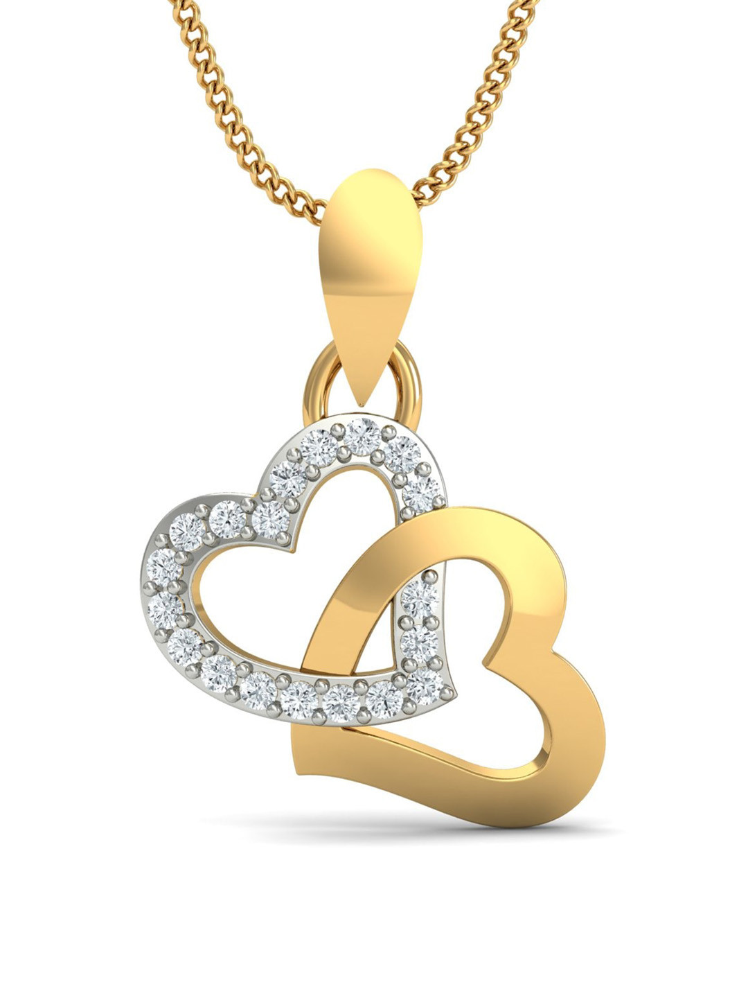 KUBERBOX 18KT Gold Diamond Studded Heart Pendant - 1.02gm