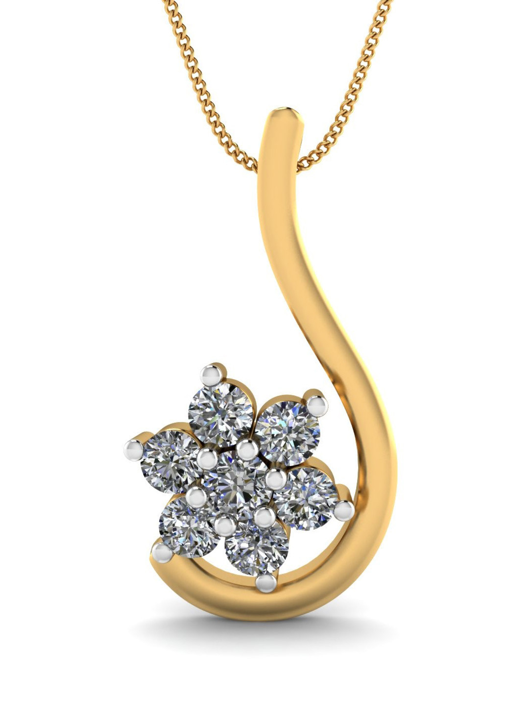 KUBERBOX Exotic Tips 18KT Gold Diamond Studded Pendant- 0.868g
