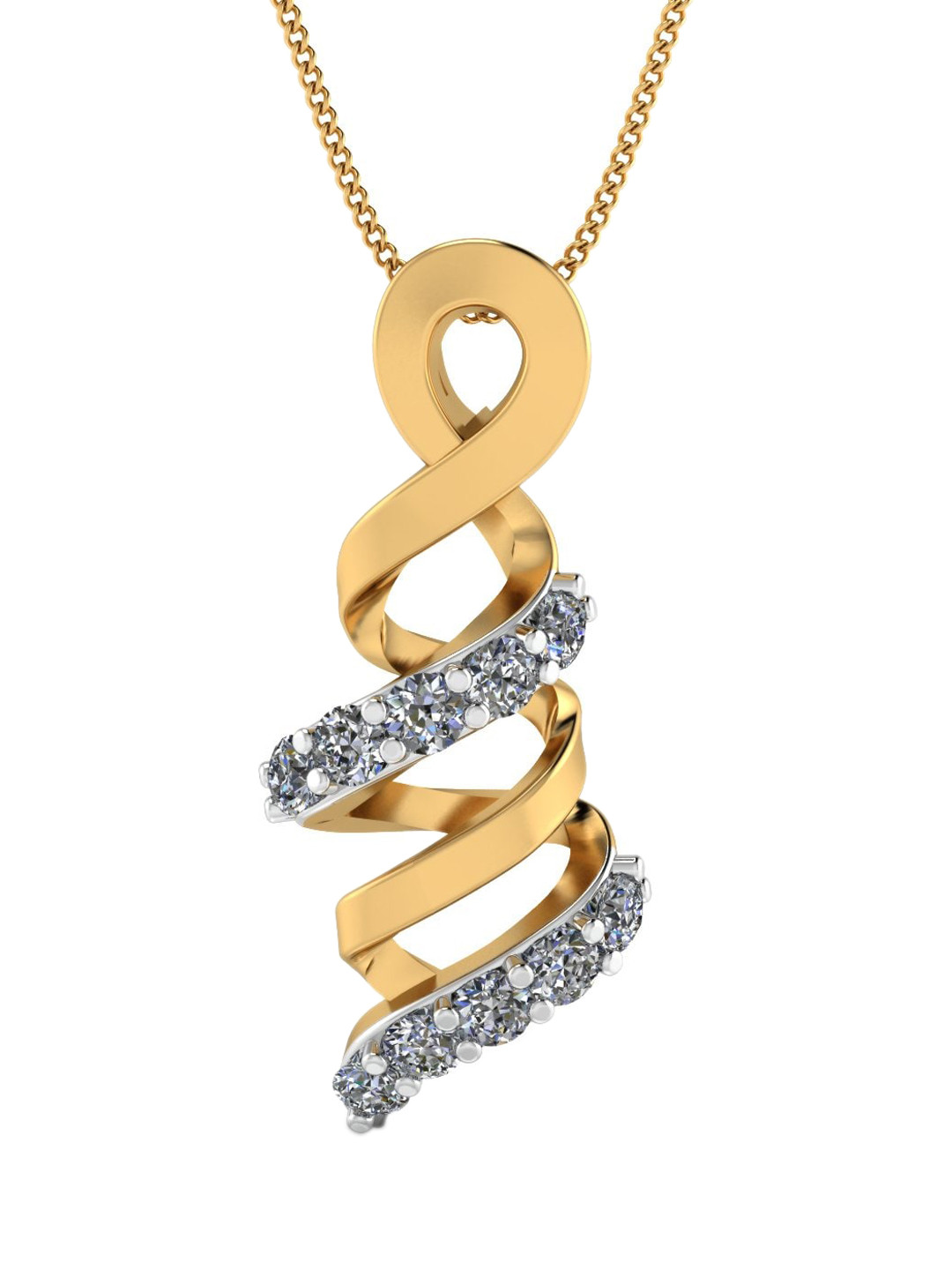 KUBERBOX Helix 18KT Gold Diamond Studded Pendant -0.57gm