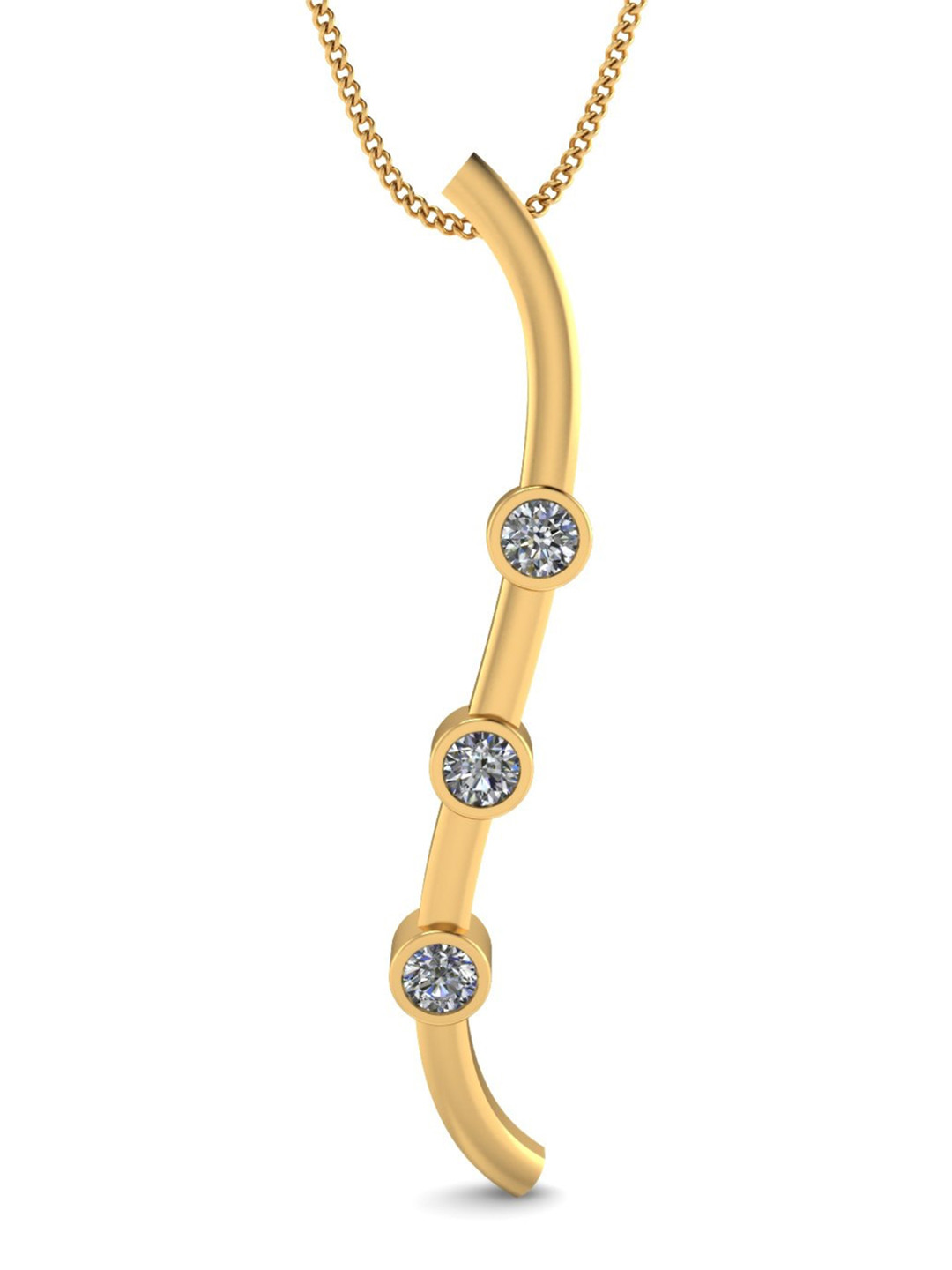 KUBERBOX 18KT Gold Diamond Studded Pendant- 0.42gm