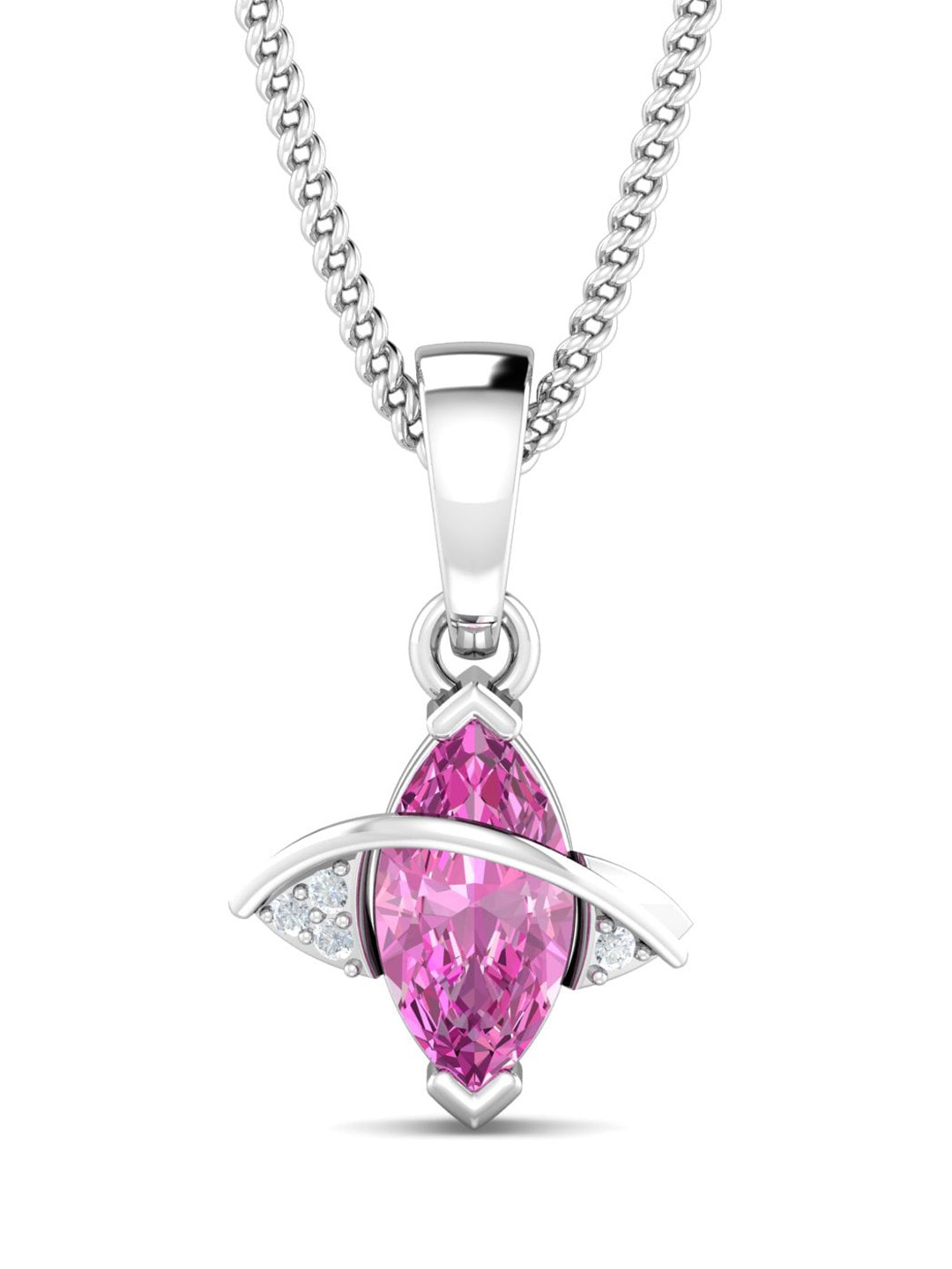 KUBERBOX 18KT White Gold Pendant With Diamonds & Tourmaline - 0.53 gm